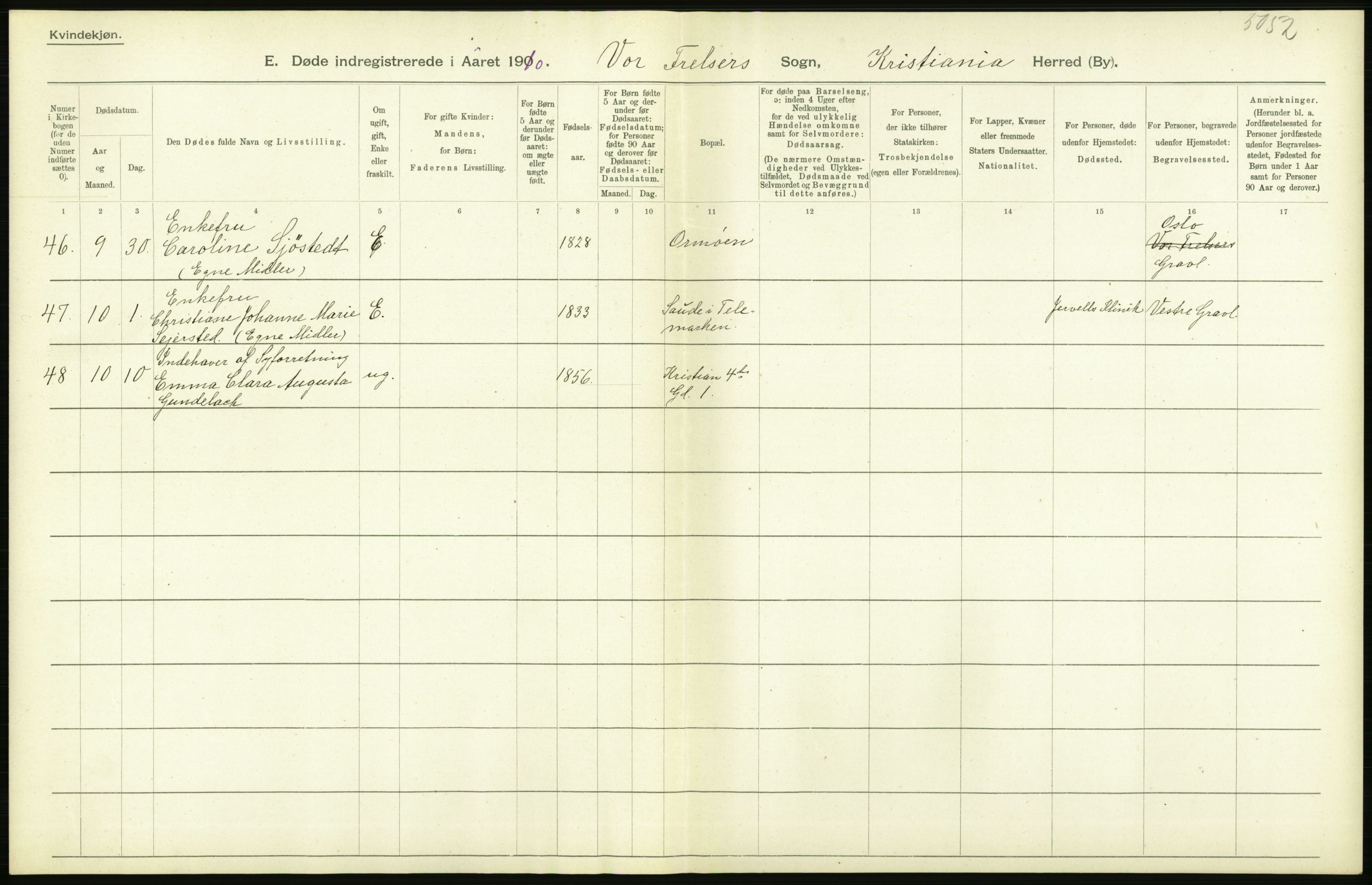 Statistisk sentralbyrå, Sosiodemografiske emner, Befolkning, AV/RA-S-2228/D/Df/Dfa/Dfah/L0008: Kristiania: Døde, 1910, p. 458