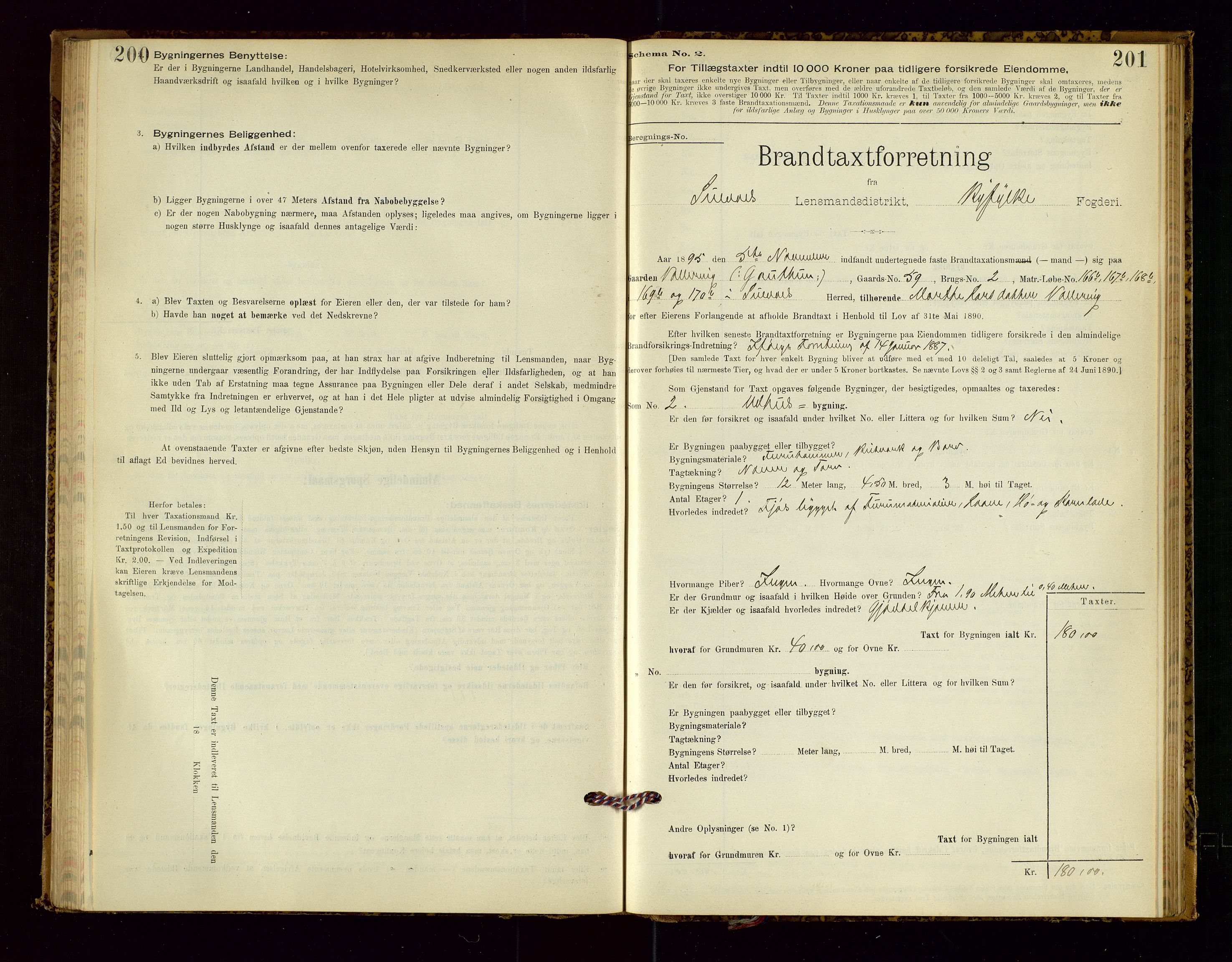 Suldal lensmannskontor, SAST/A-100419/Gob/L0001: "Brandtaxationsprotokol", 1894-1923, p. 200-201