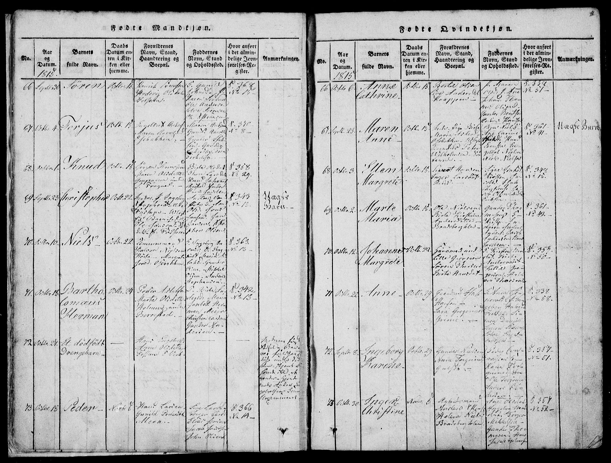 Gjerpen kirkebøker, SAKO/A-265/F/Fa/L0004: Parish register (official) no. I 4, 1814-1823, p. 11