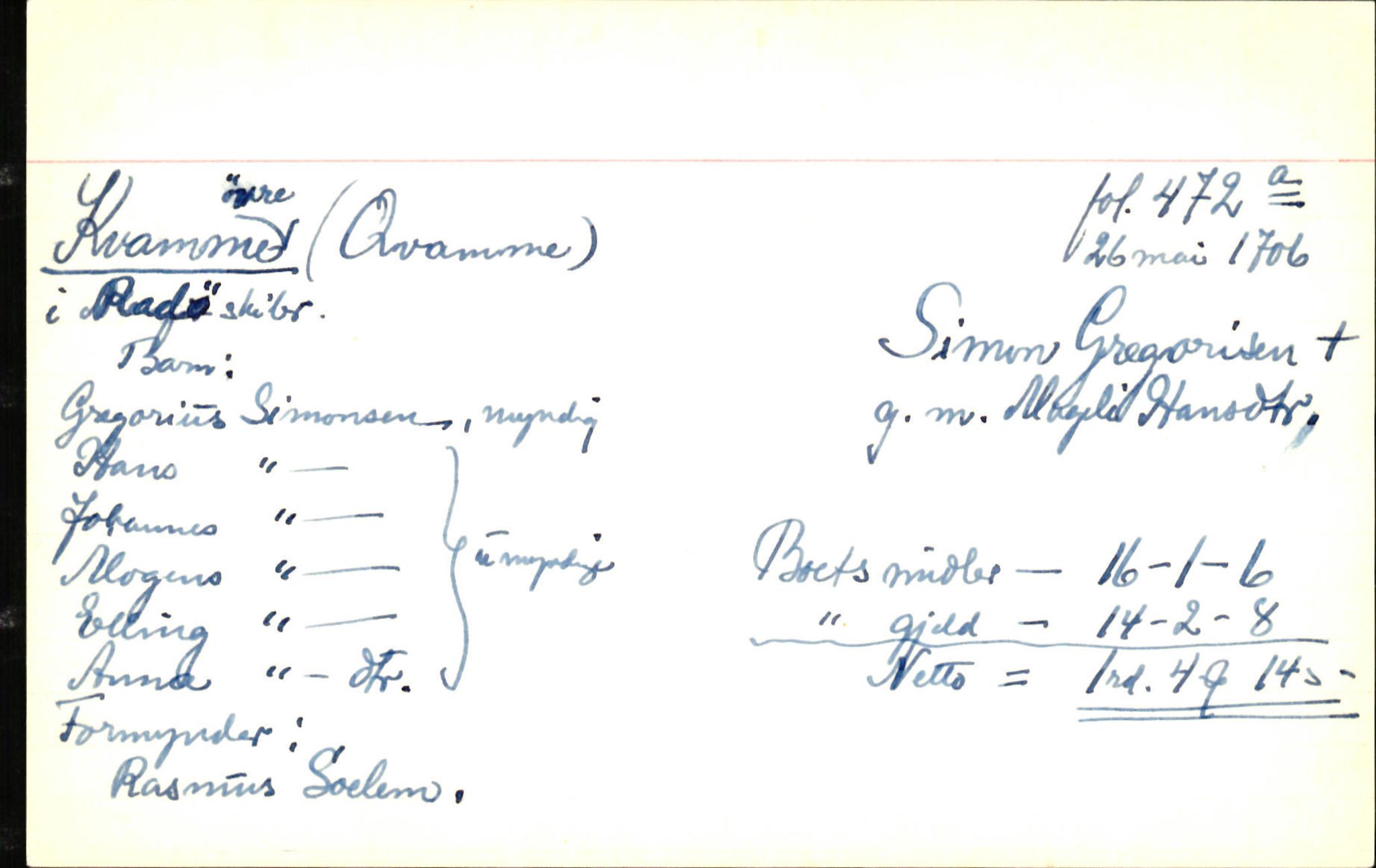 Skiftekort ved Statsarkivet i Bergen, SAB/SKIFTEKORT/001/L0001: Skifteprotokoll nr. 1-2 - test test, 1702-1716, p. 534