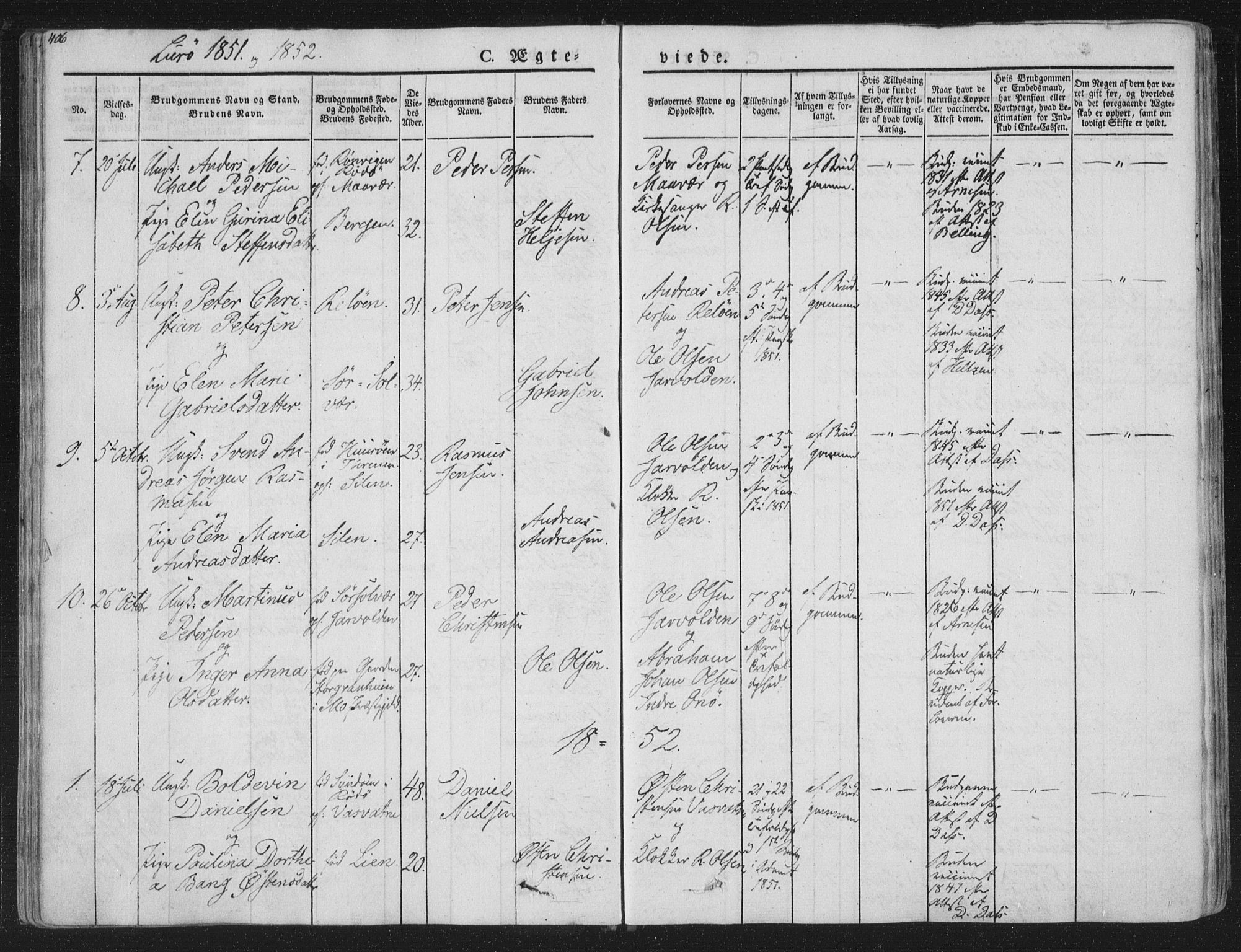 Ministerialprotokoller, klokkerbøker og fødselsregistre - Nordland, SAT/A-1459/839/L0566: Parish register (official) no. 839A03, 1825-1862, p. 406