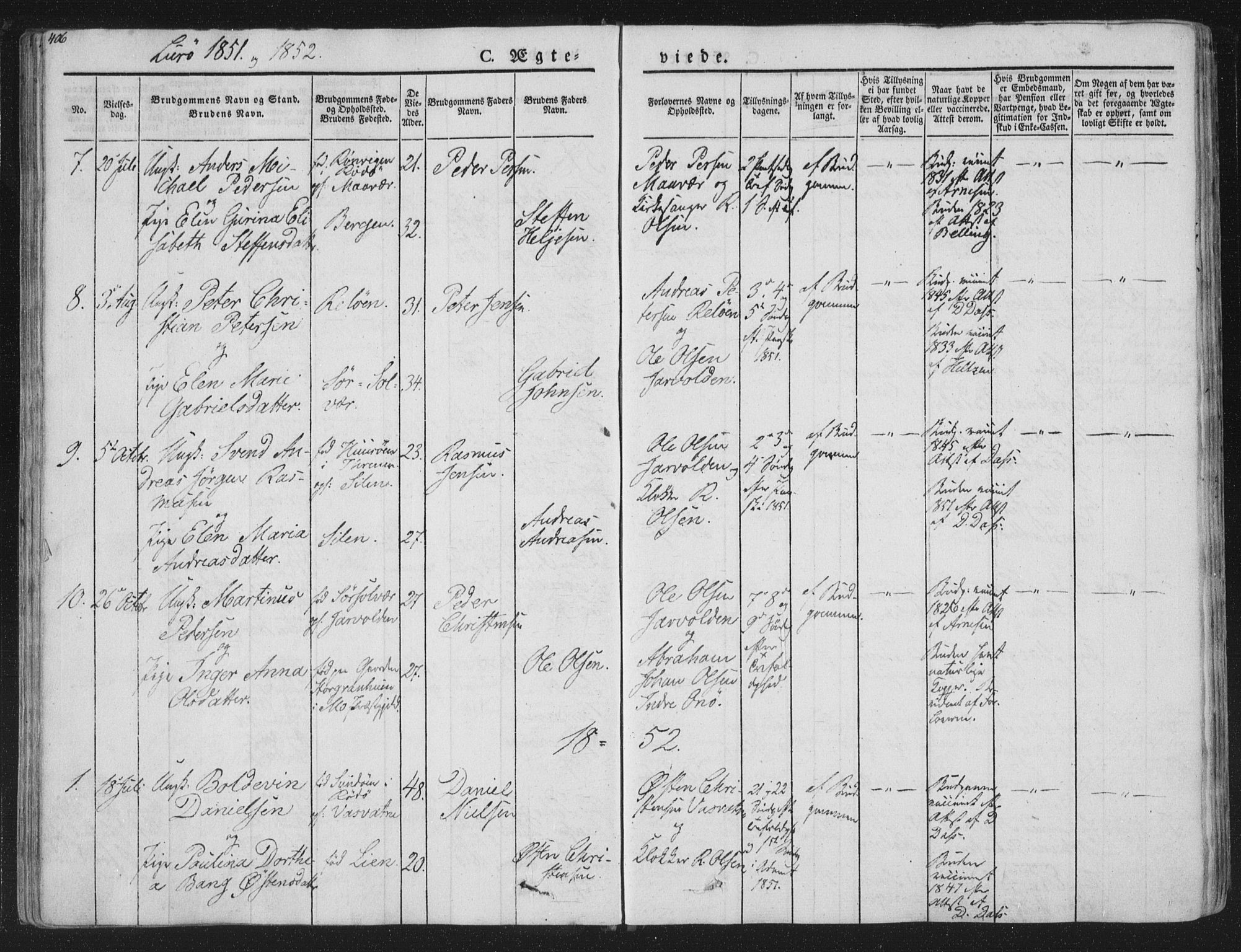 Ministerialprotokoller, klokkerbøker og fødselsregistre - Nordland, AV/SAT-A-1459/839/L0566: Parish register (official) no. 839A03, 1825-1862, p. 406