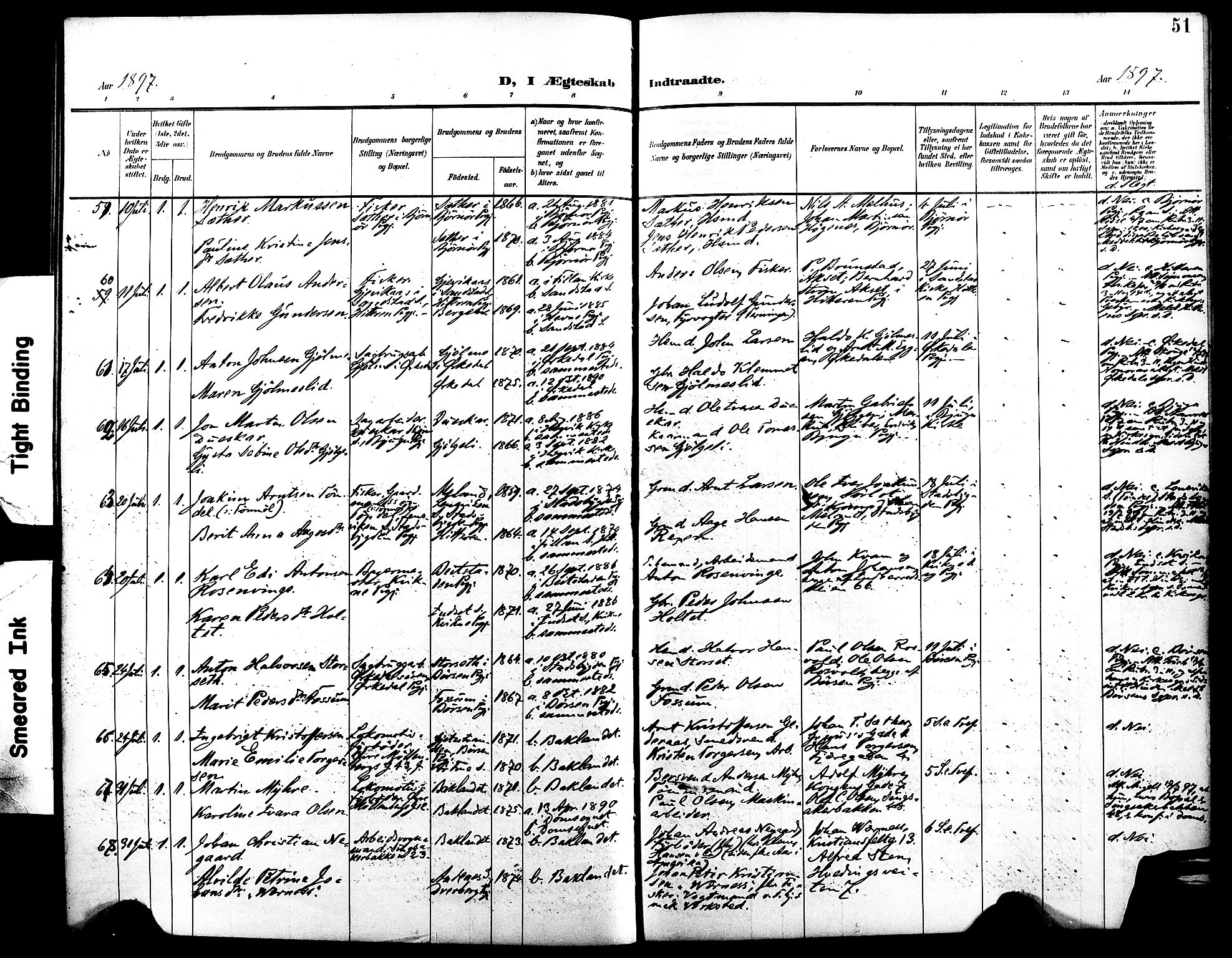 Ministerialprotokoller, klokkerbøker og fødselsregistre - Sør-Trøndelag, AV/SAT-A-1456/604/L0198: Parish register (official) no. 604A19, 1893-1900, p. 51