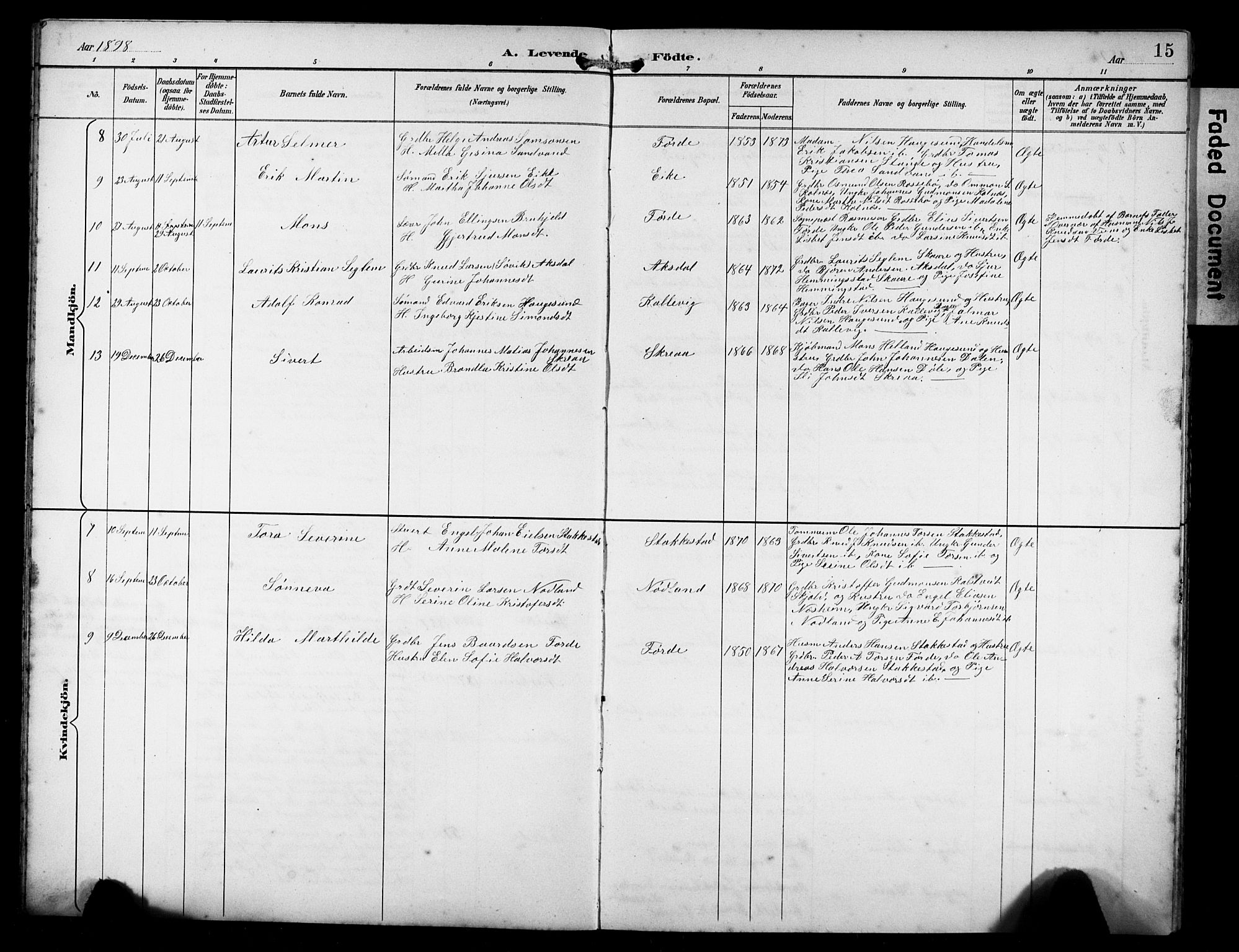 Avaldsnes sokneprestkontor, SAST/A -101851/H/Ha/Hab/L0011: Parish register (copy) no. B 11, 1893-1929, p. 15