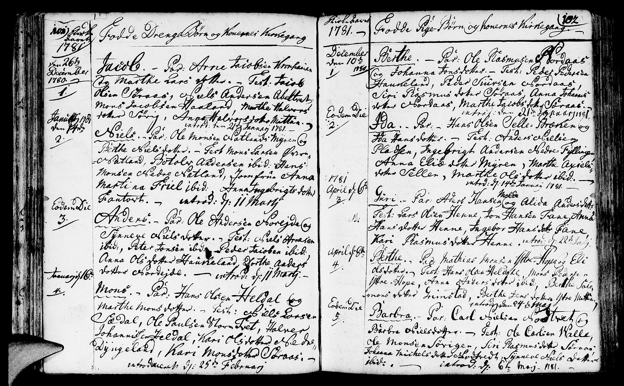 Fana Sokneprestembete, AV/SAB-A-75101/H/Haa/Haaa/L0005: Parish register (official) no. A 5, 1773-1799, p. 101-102