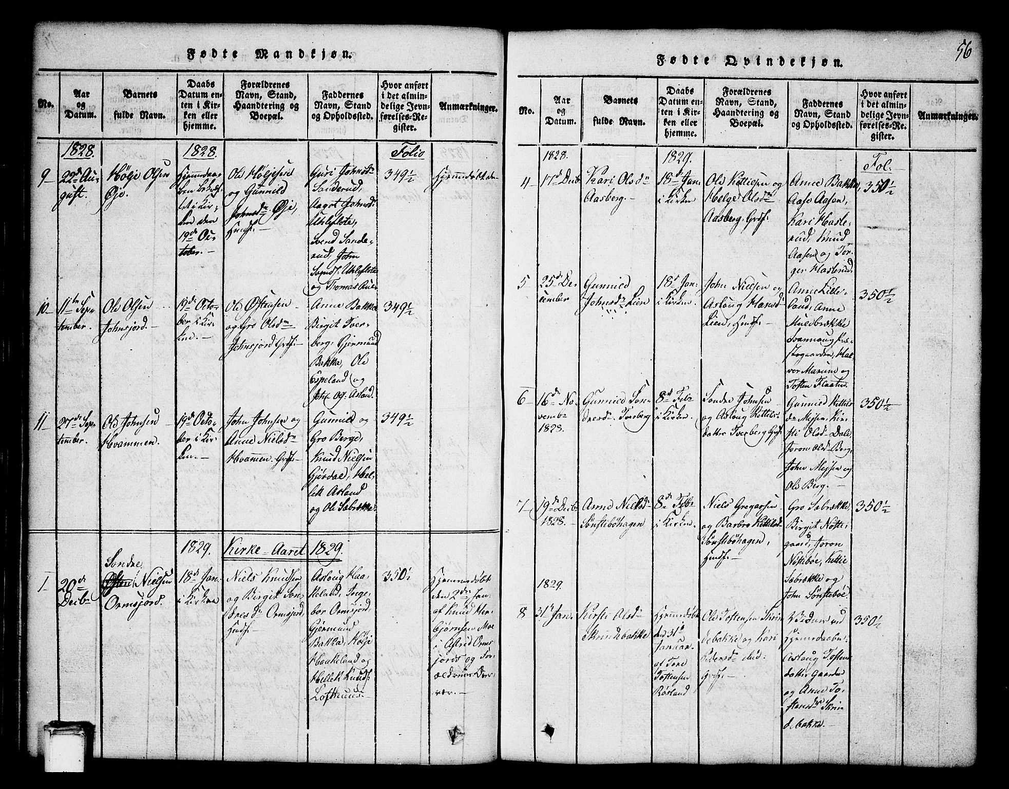 Tinn kirkebøker, SAKO/A-308/G/Ga/L0001: Parish register (copy) no. I 1, 1815-1850, p. 56