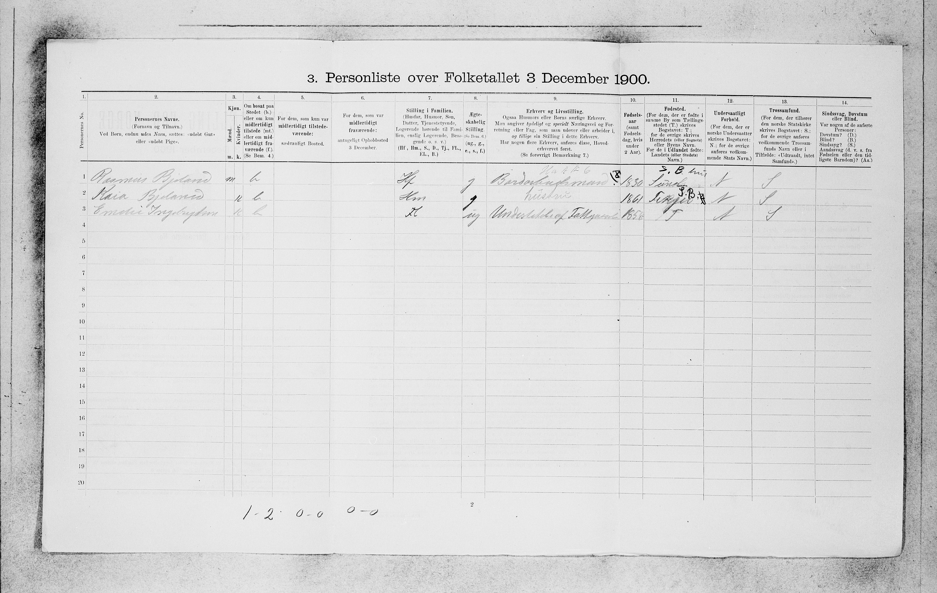 SAB, 1900 census for Bergen, 1900, p. 682