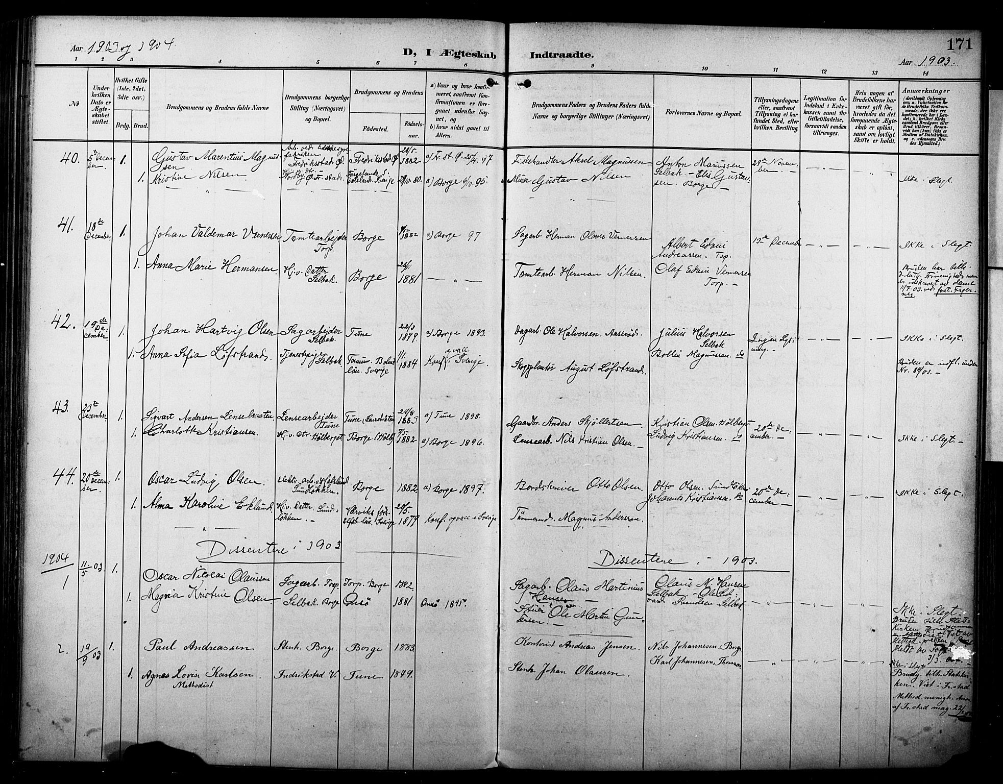 Borge prestekontor Kirkebøker, SAO/A-10903/F/Fa/L0009: Parish register (official) no. I 9, 1902-1911, p. 171