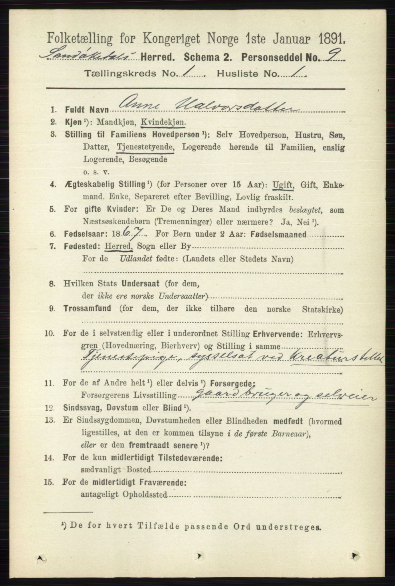 RA, 1891 census for 0816 Sannidal, 1891, p. 82