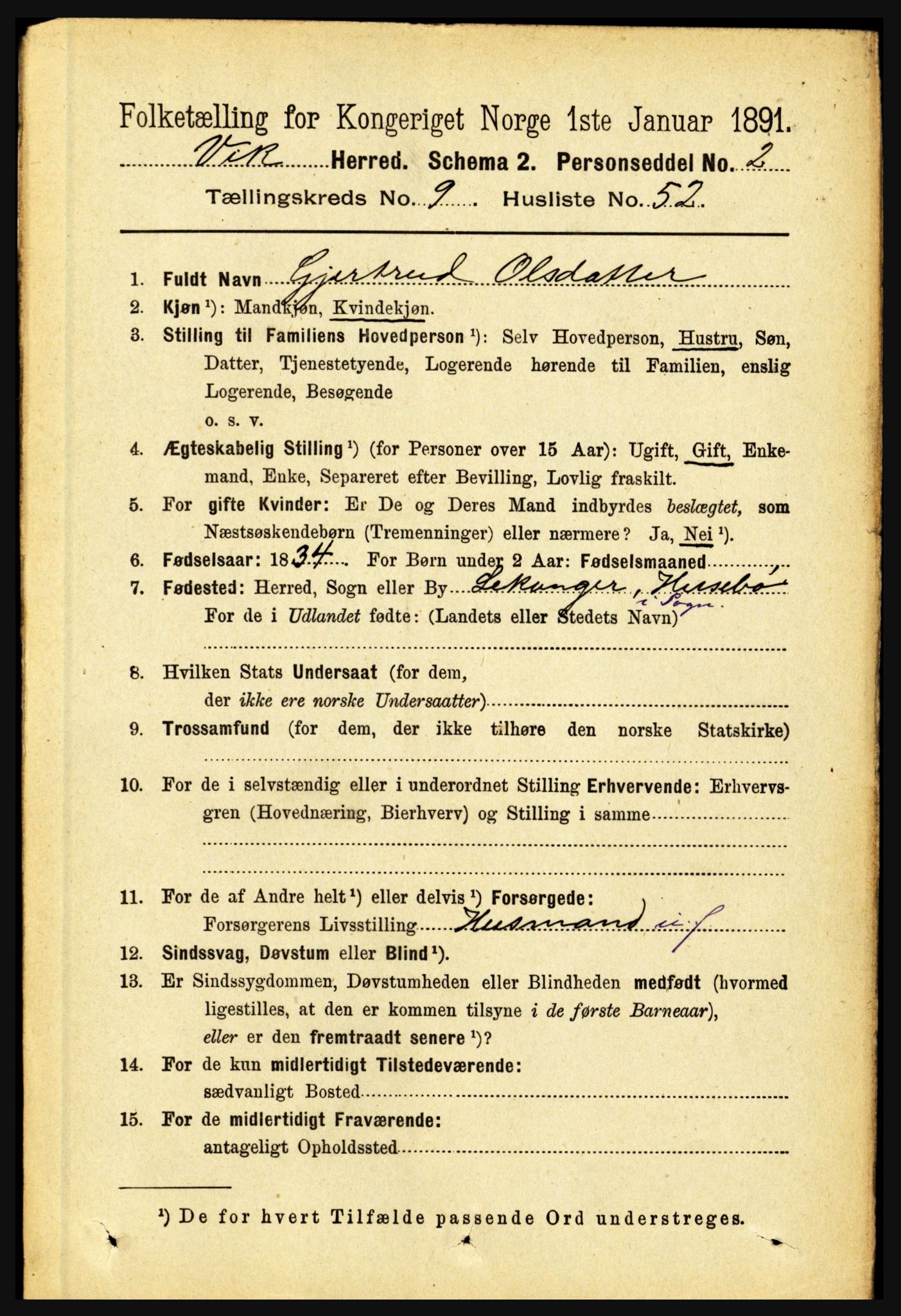 RA, 1891 census for 1417 Vik, 1891, p. 4299