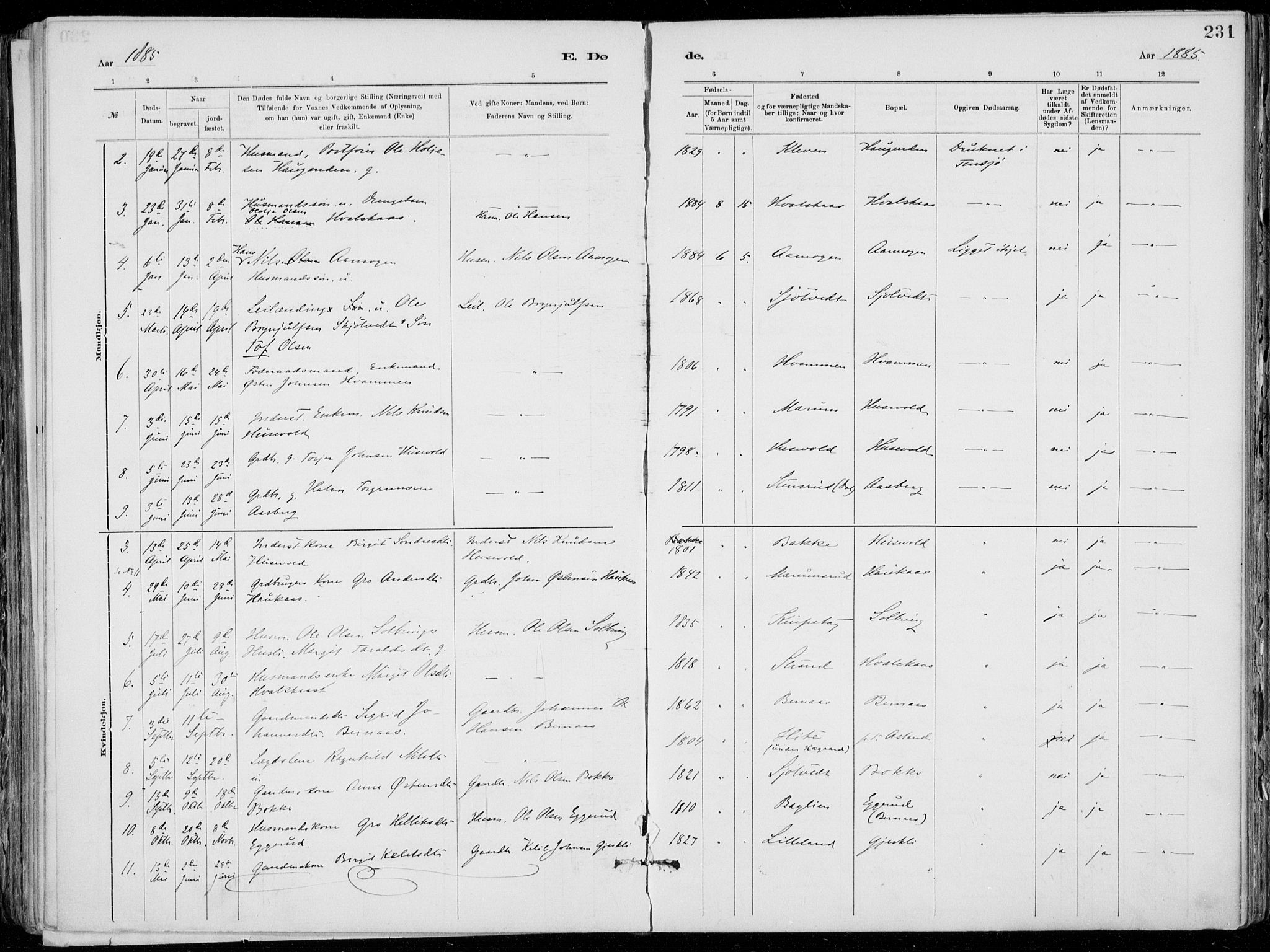 Tinn kirkebøker, SAKO/A-308/F/Fa/L0007: Parish register (official) no. I 7, 1878-1922, p. 231