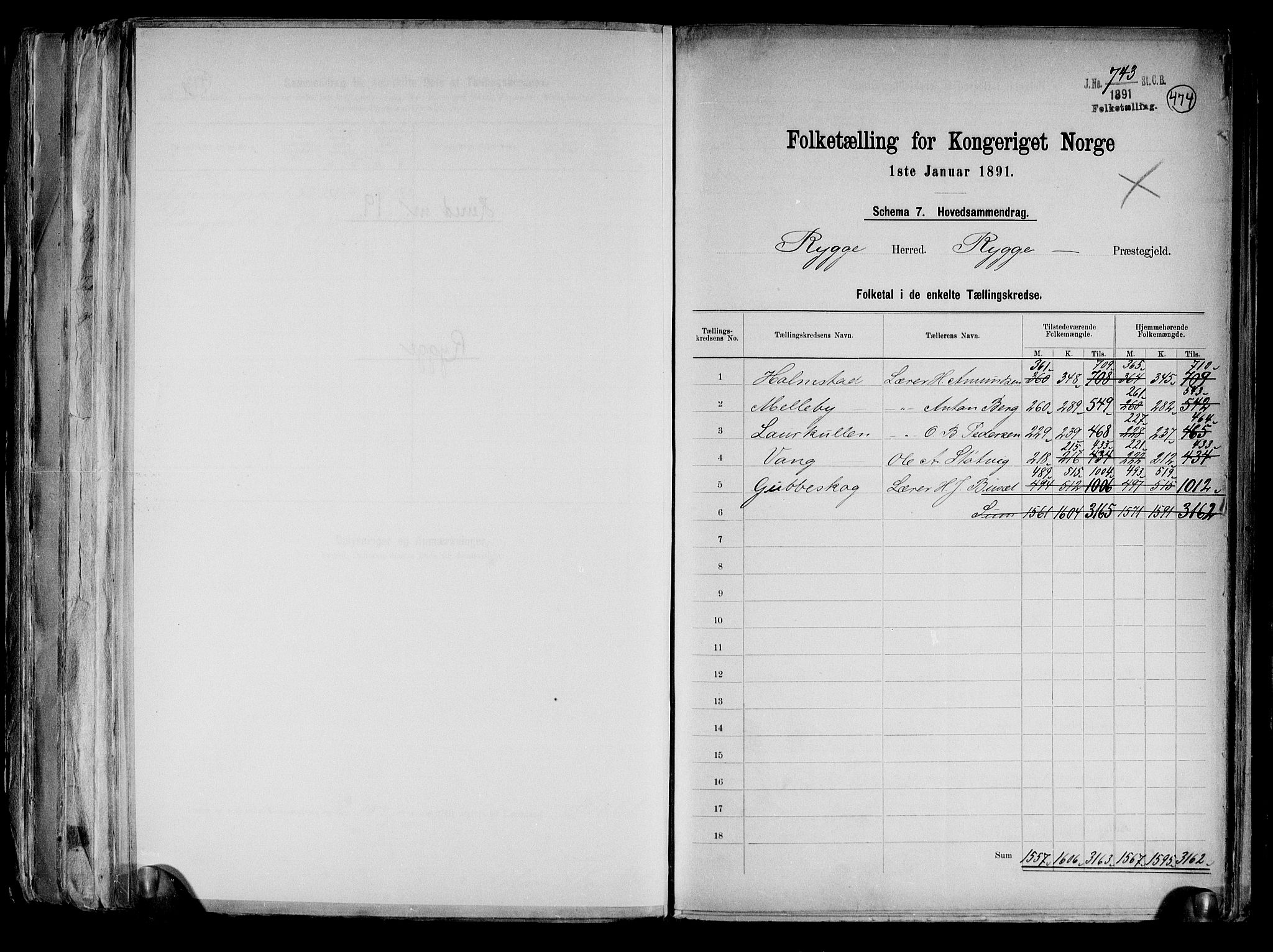 RA, 1891 census for 0136 Rygge, 1891, p. 2