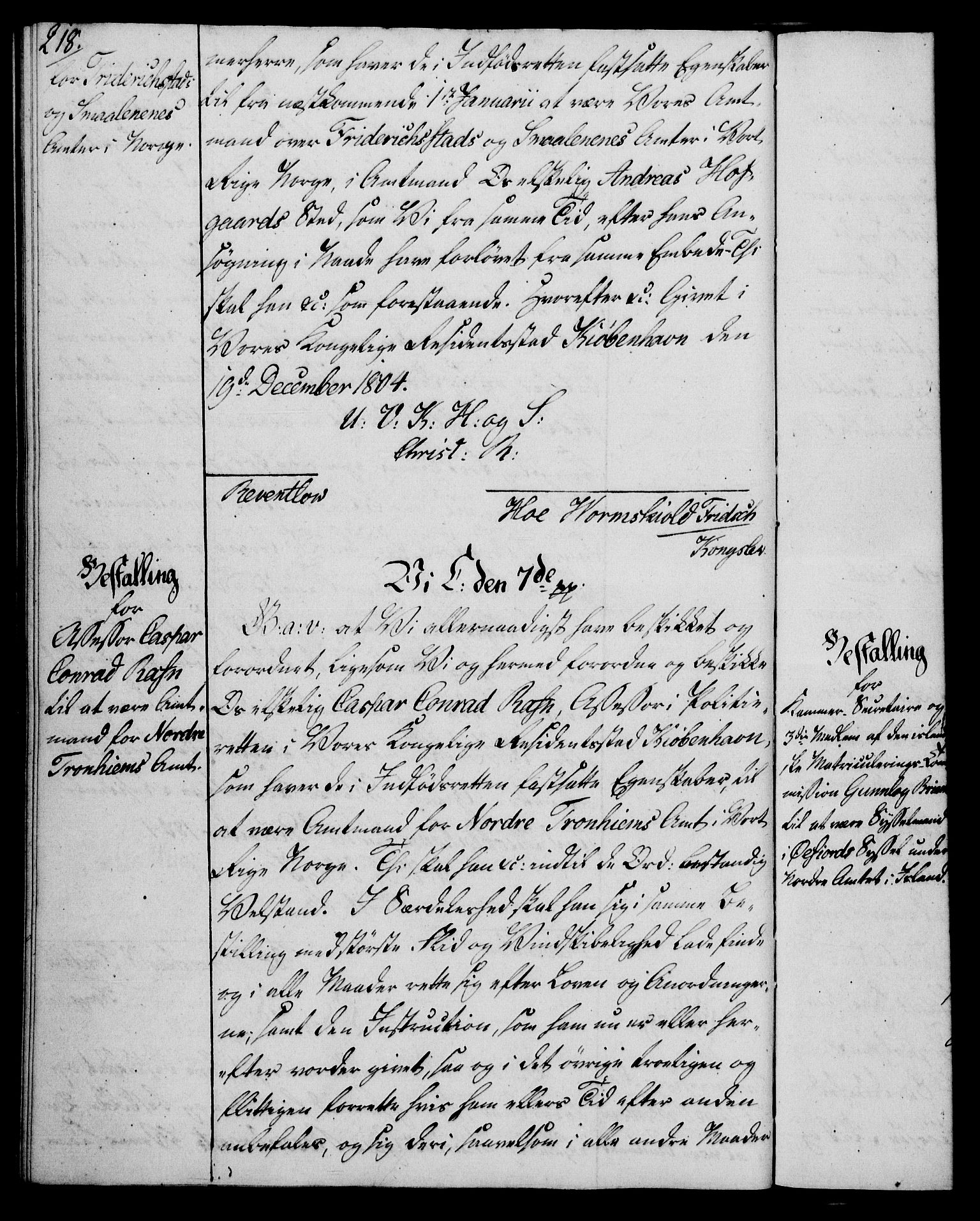 Rentekammeret, Kammerkanselliet, RA/EA-3111/G/Gg/Gge/L0006: Norsk bestallingsprotokoll med register (merket RK 53.30), 1773-1814, p. 218
