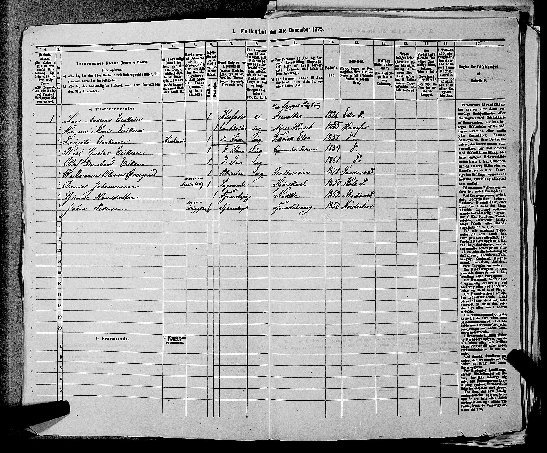 SAKO, 1875 census for 0612P Hole, 1875, p. 1119