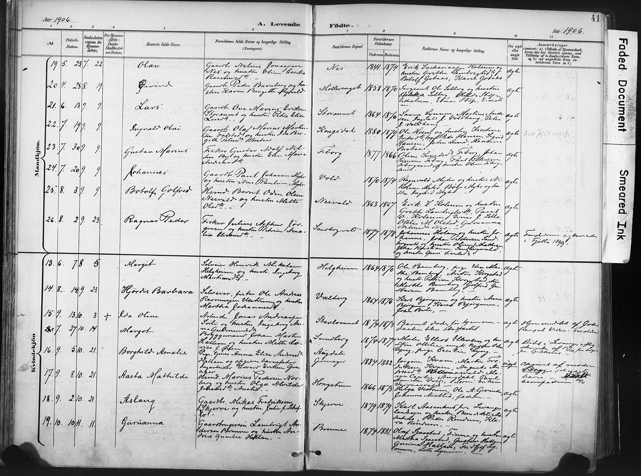 Ministerialprotokoller, klokkerbøker og fødselsregistre - Nord-Trøndelag, AV/SAT-A-1458/717/L0162: Parish register (official) no. 717A12, 1898-1923, p. 41