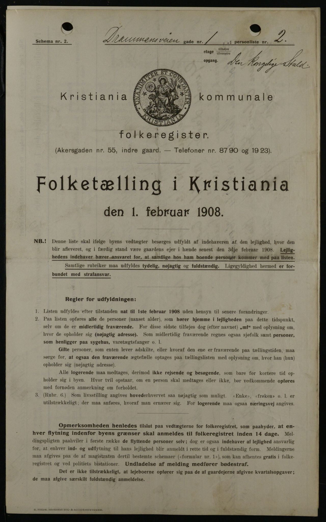 OBA, Municipal Census 1908 for Kristiania, 1908, p. 15083