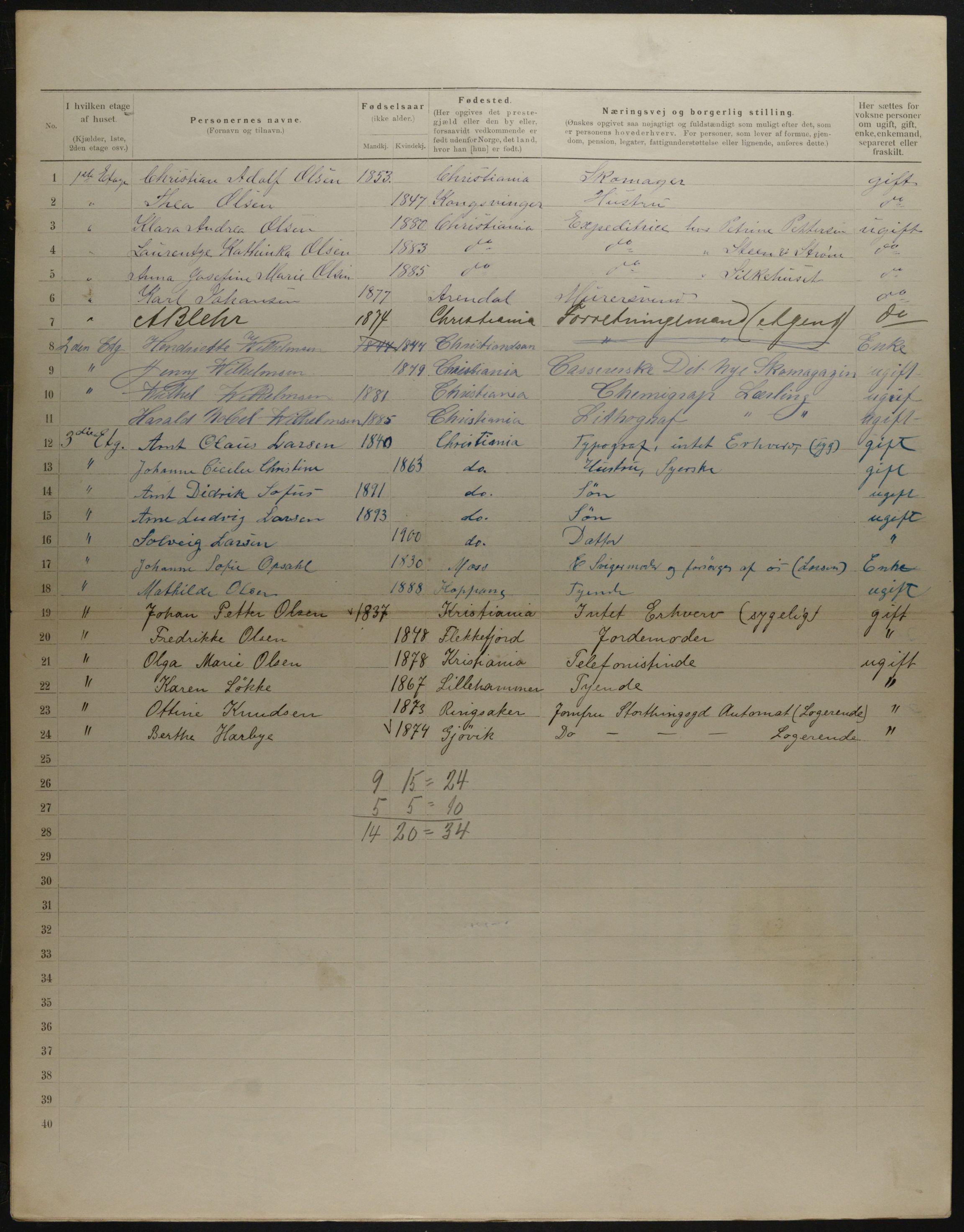 OBA, Municipal Census 1901 for Kristiania, 1901, p. 17469