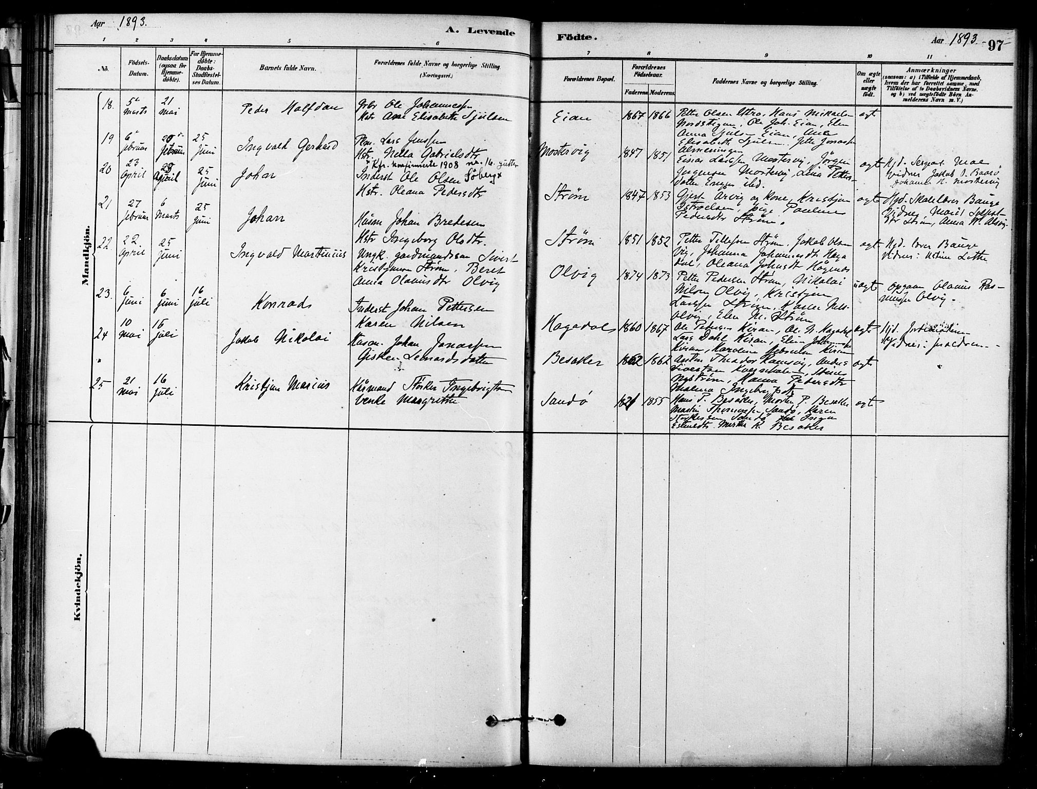 Ministerialprotokoller, klokkerbøker og fødselsregistre - Sør-Trøndelag, AV/SAT-A-1456/657/L0707: Parish register (official) no. 657A08, 1879-1893, p. 97
