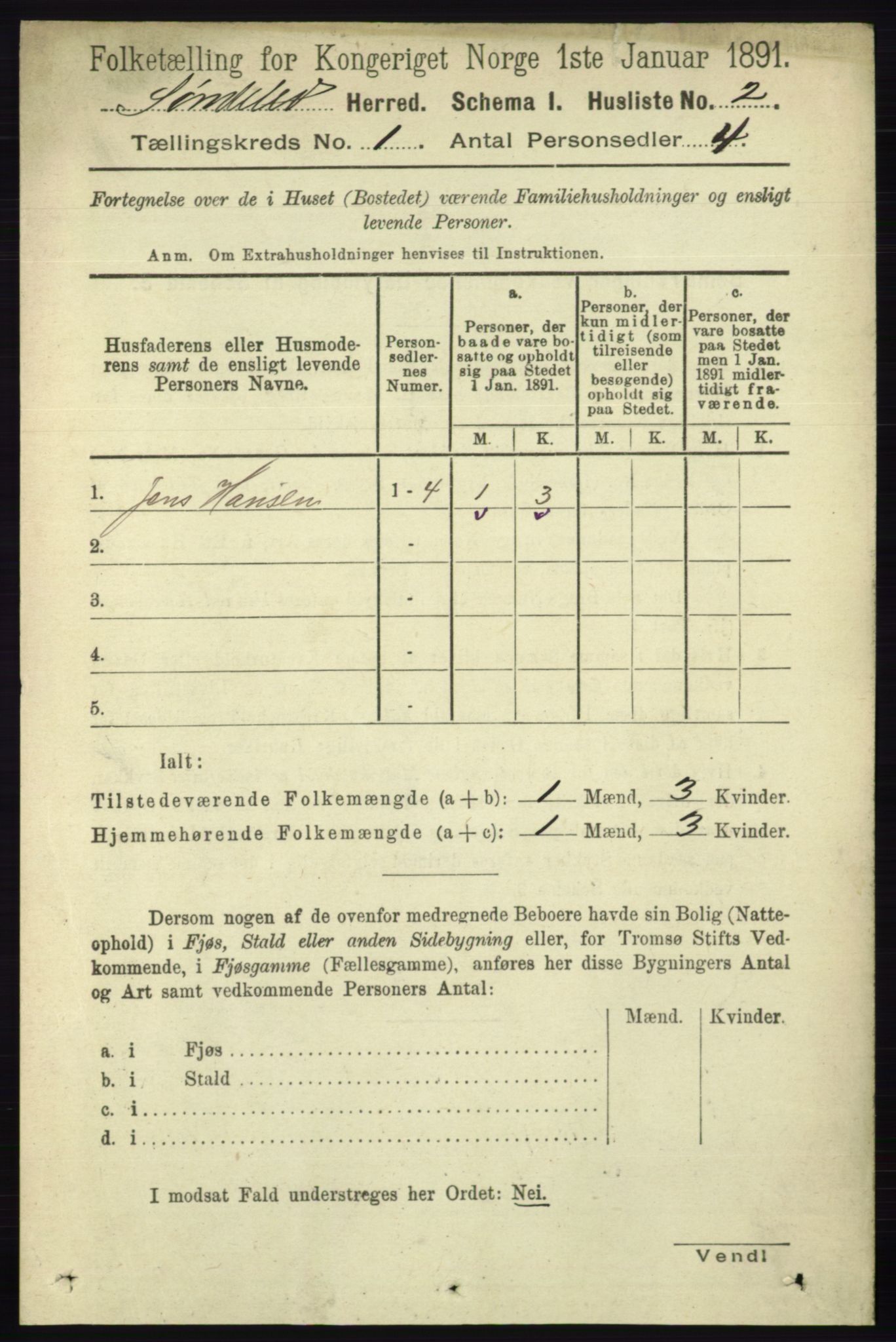 RA, 1891 census for 0913 Søndeled, 1891, p. 40