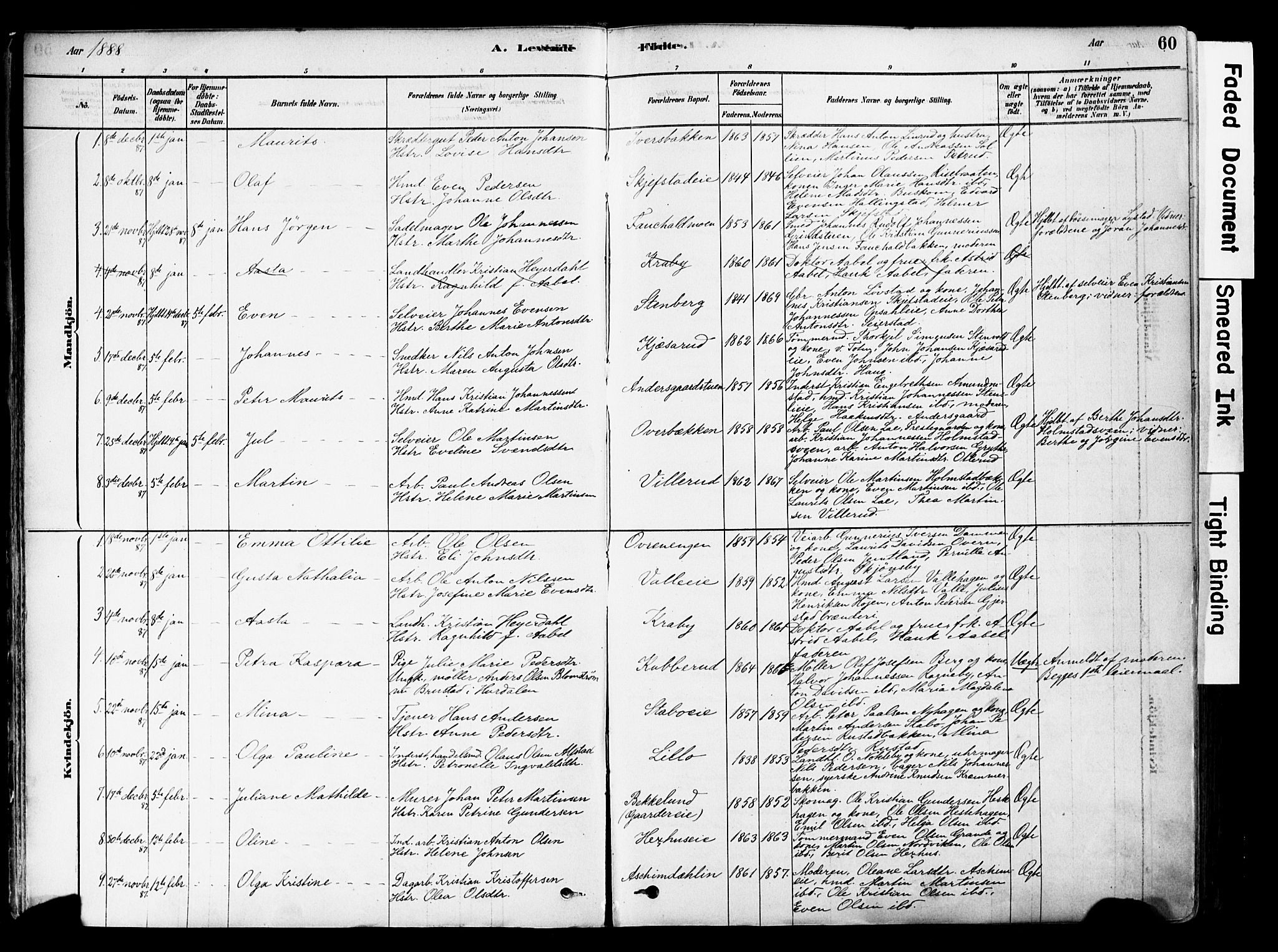 Østre Toten prestekontor, SAH/PREST-104/H/Ha/Haa/L0006: Parish register (official) no. 6 /1, 1878-1896, p. 60