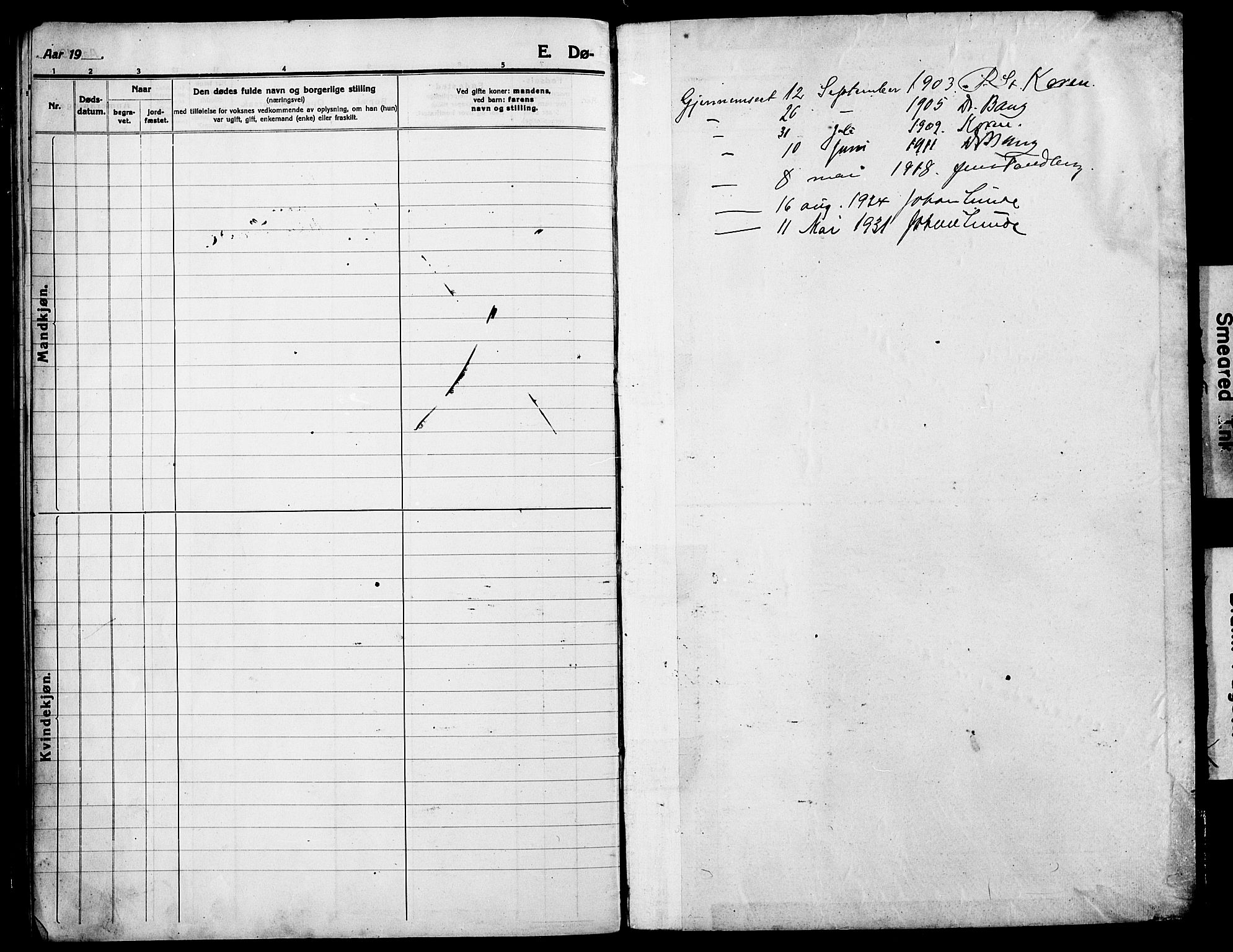 Skjeberg prestekontor Kirkebøker, AV/SAO-A-10923/G/Ge/L0001: Parish register (copy) no. V 1, 1901-1931