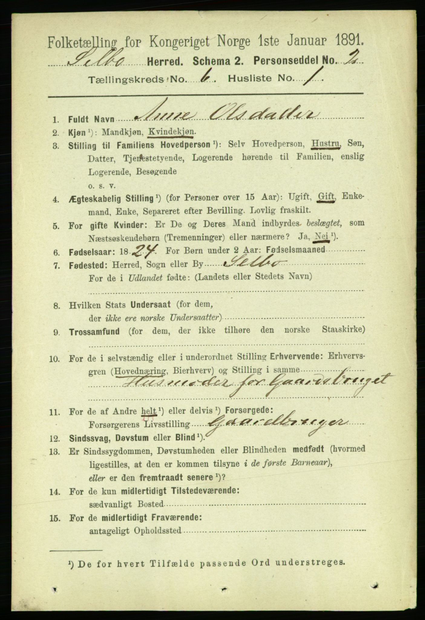 RA, 1891 census for 1664 Selbu, 1891, p. 2126