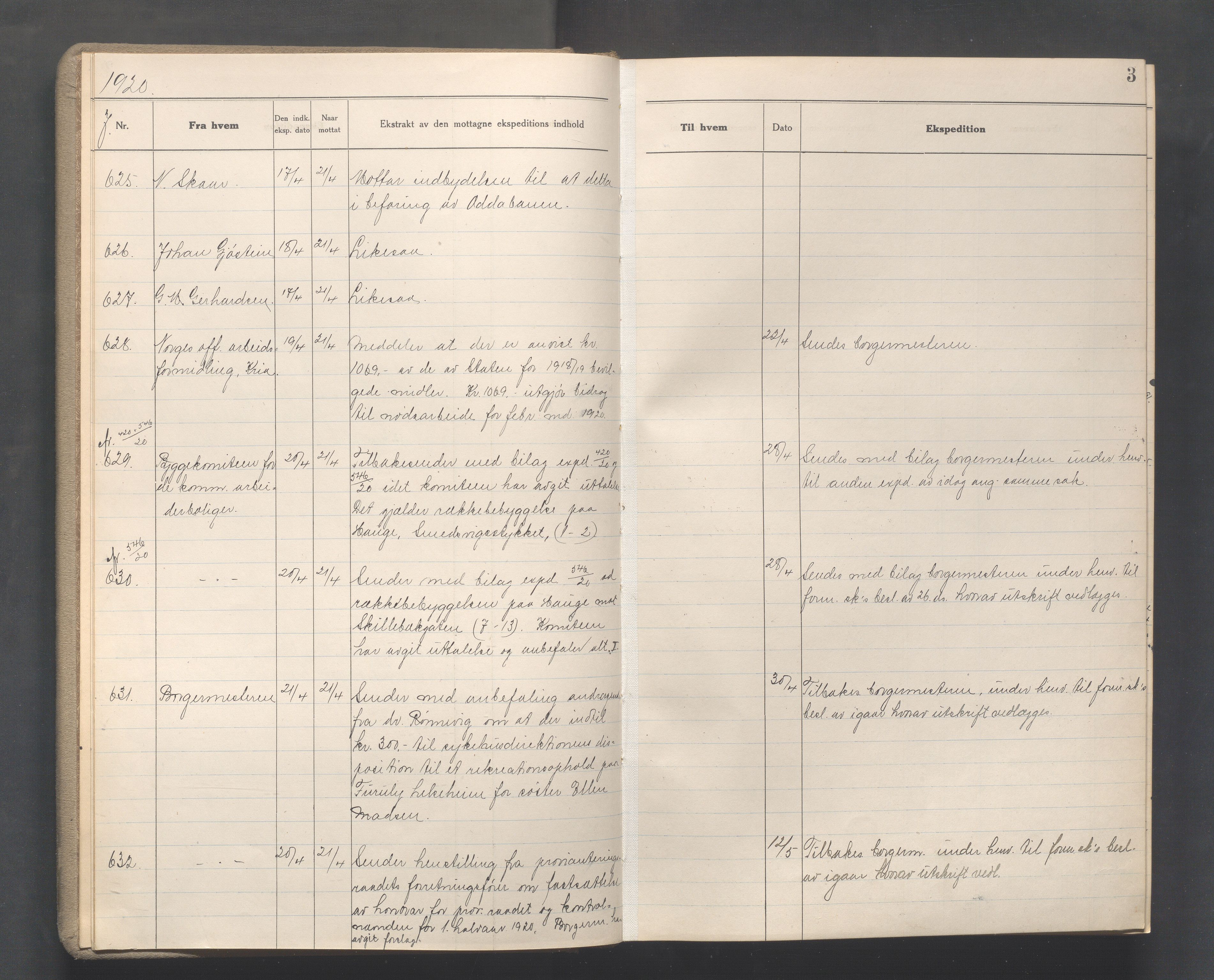 Haugesund kommune - Formannskapet, IKAR/X-0001/C/L0010: Journal, 1920-1921, p. 3