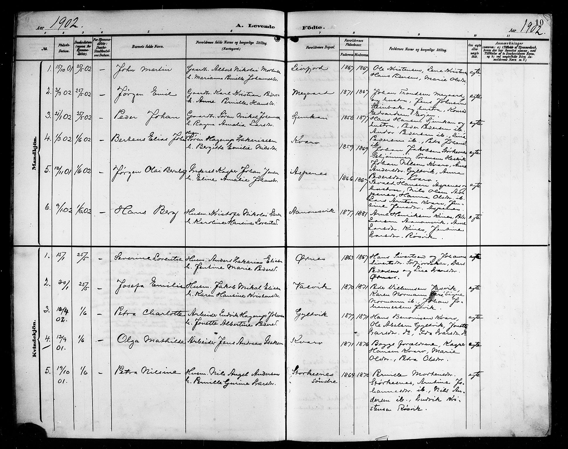 Ministerialprotokoller, klokkerbøker og fødselsregistre - Nordland, AV/SAT-A-1459/854/L0786: Parish register (copy) no. 854C02, 1901-1912, p. 10