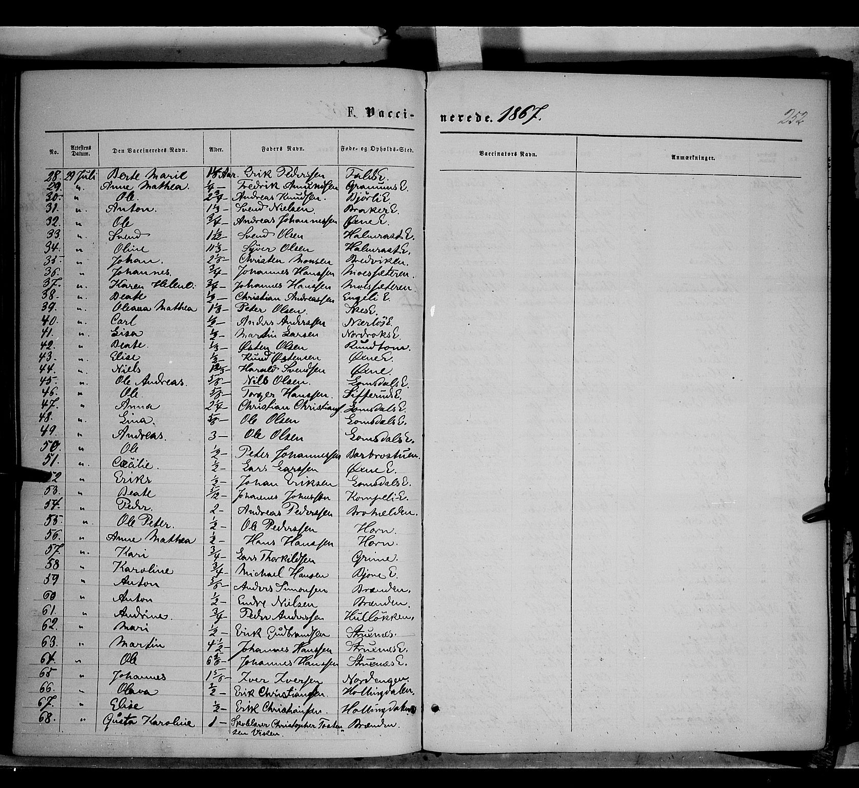 Søndre Land prestekontor, AV/SAH-PREST-122/K/L0001: Parish register (official) no. 1, 1860-1877, p. 252