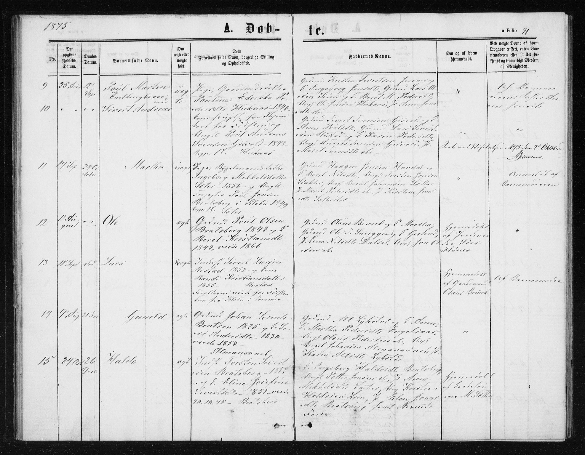 Ministerialprotokoller, klokkerbøker og fødselsregistre - Sør-Trøndelag, SAT/A-1456/608/L0333: Parish register (official) no. 608A02, 1862-1876, p. 31
