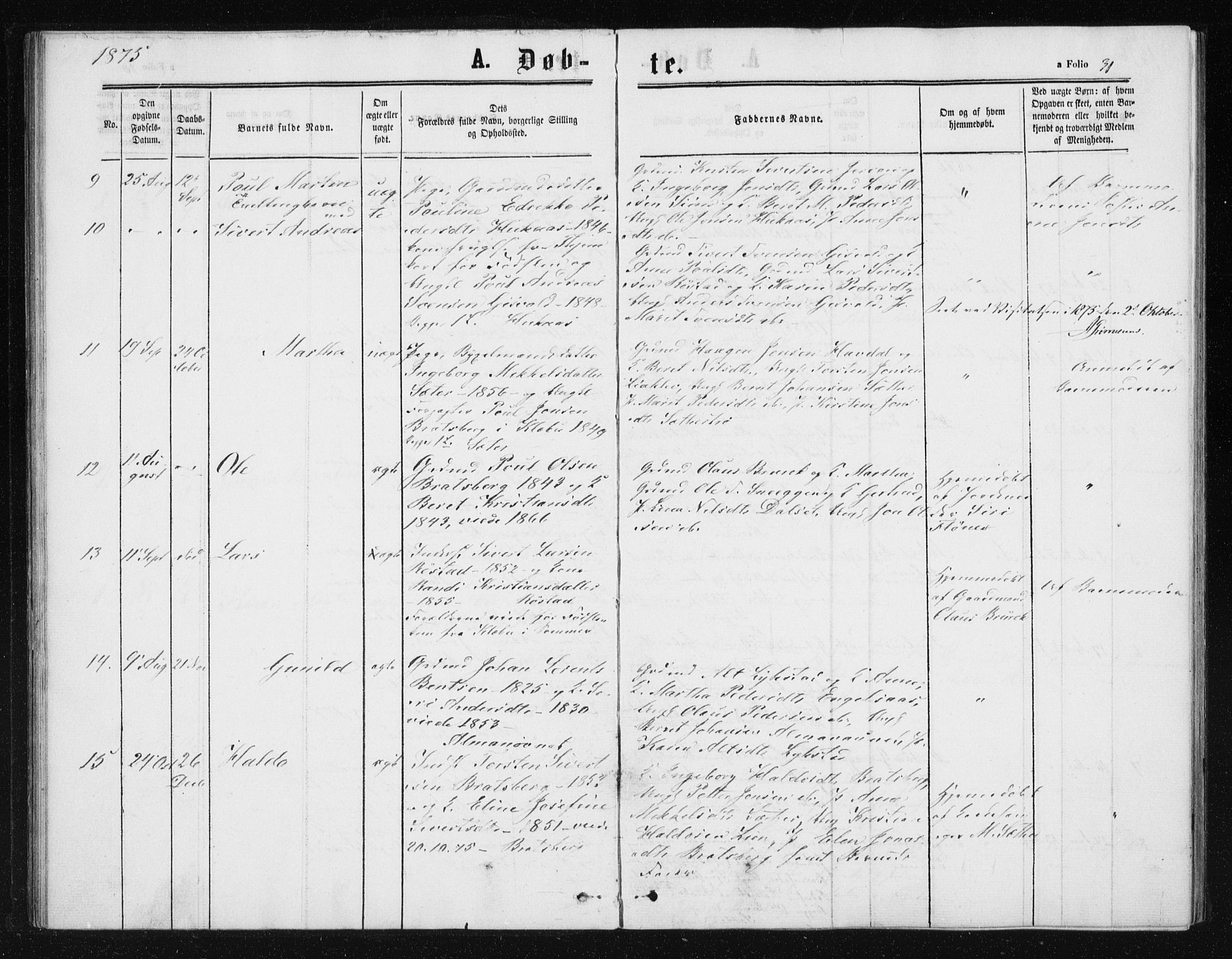 Ministerialprotokoller, klokkerbøker og fødselsregistre - Sør-Trøndelag, AV/SAT-A-1456/608/L0333: Parish register (official) no. 608A02, 1862-1876, p. 31