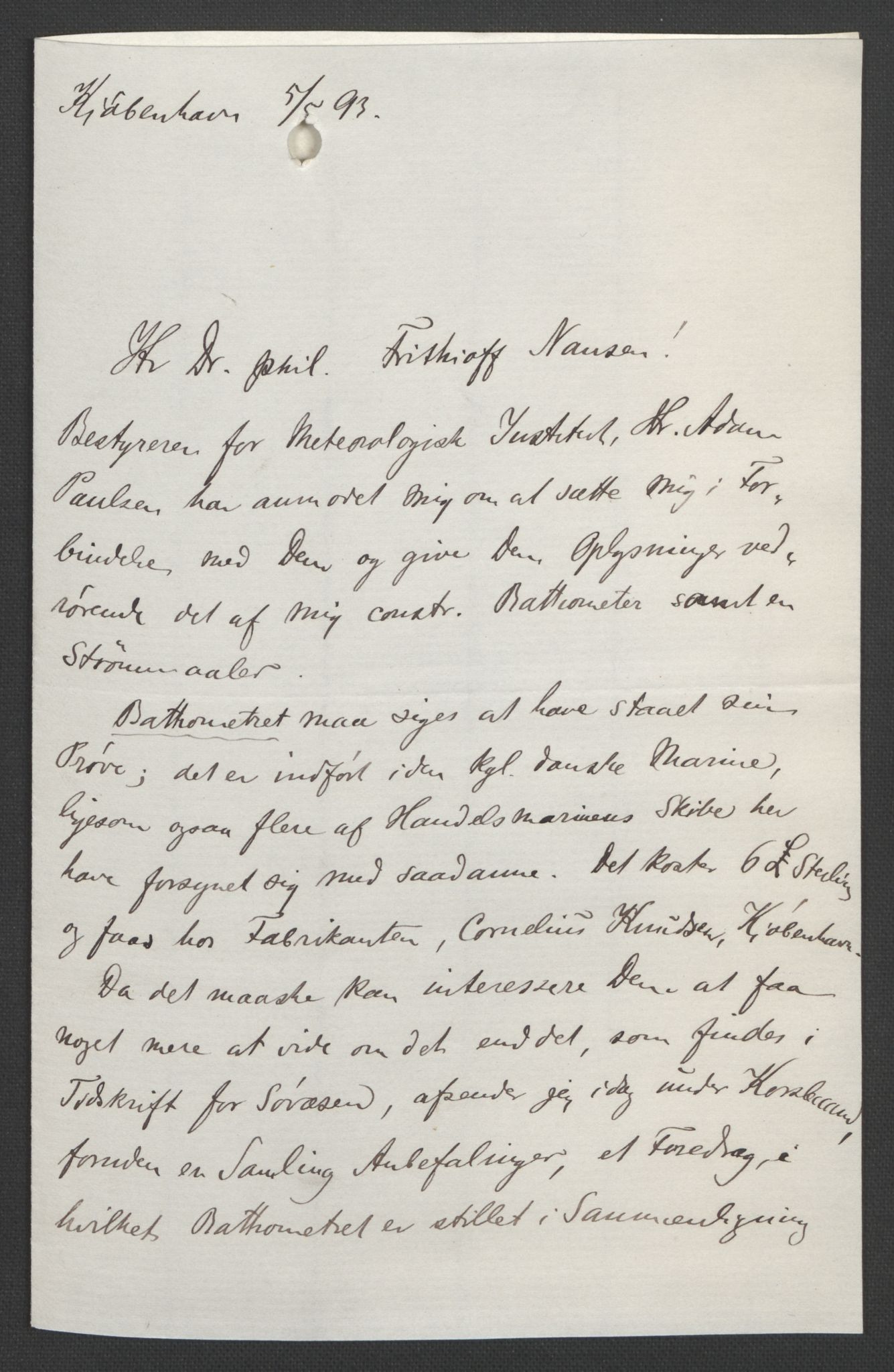 Arbeidskomitéen for Fridtjof Nansens polarekspedisjon, AV/RA-PA-0061/D/L0003/0002: Innk. brev og telegrammer vedr. proviant og utrustning / Utrustningen m.m. - korrespondanse, 1893, p. 344