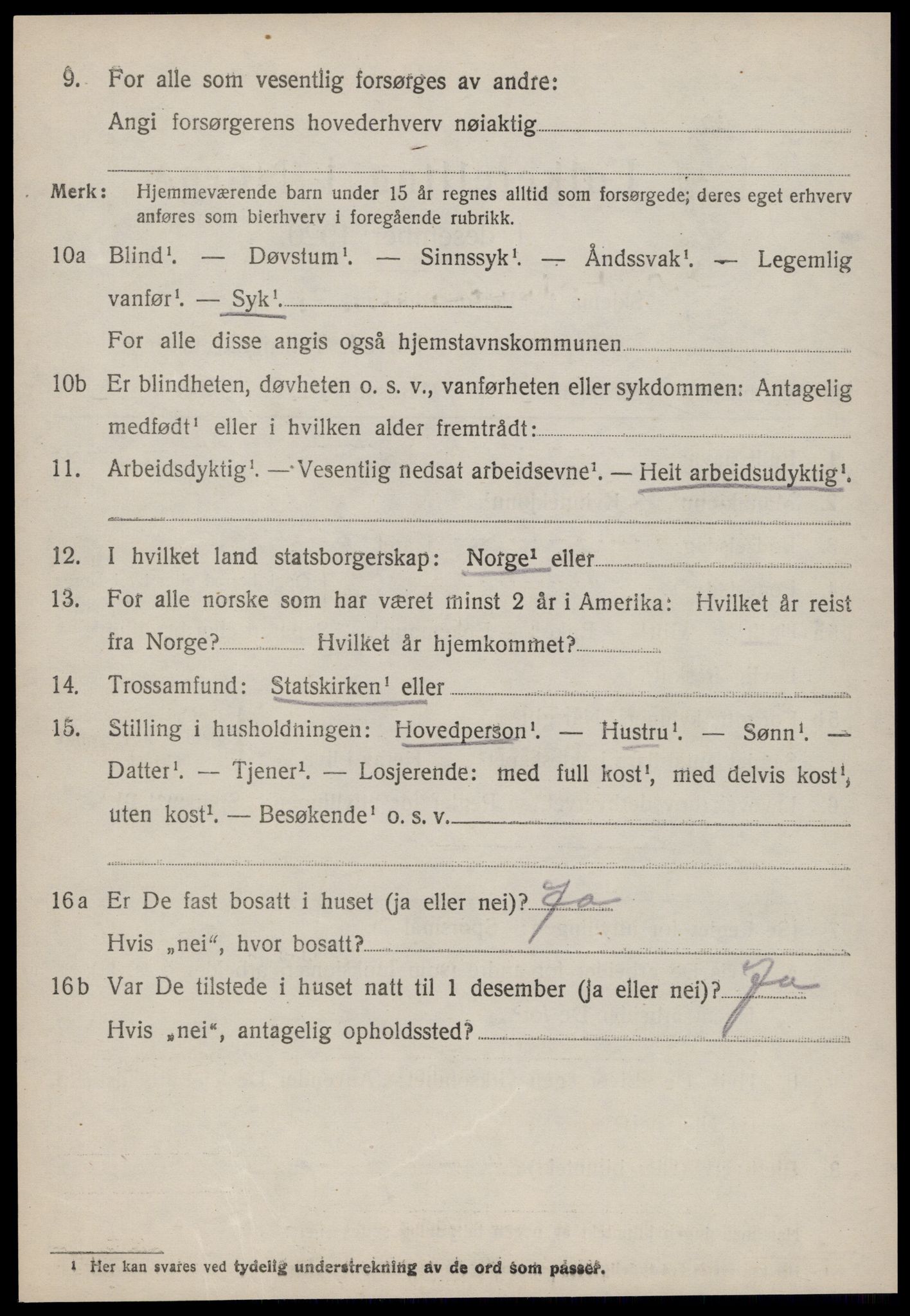 SAT, 1920 census for Vatne, 1920, p. 2647