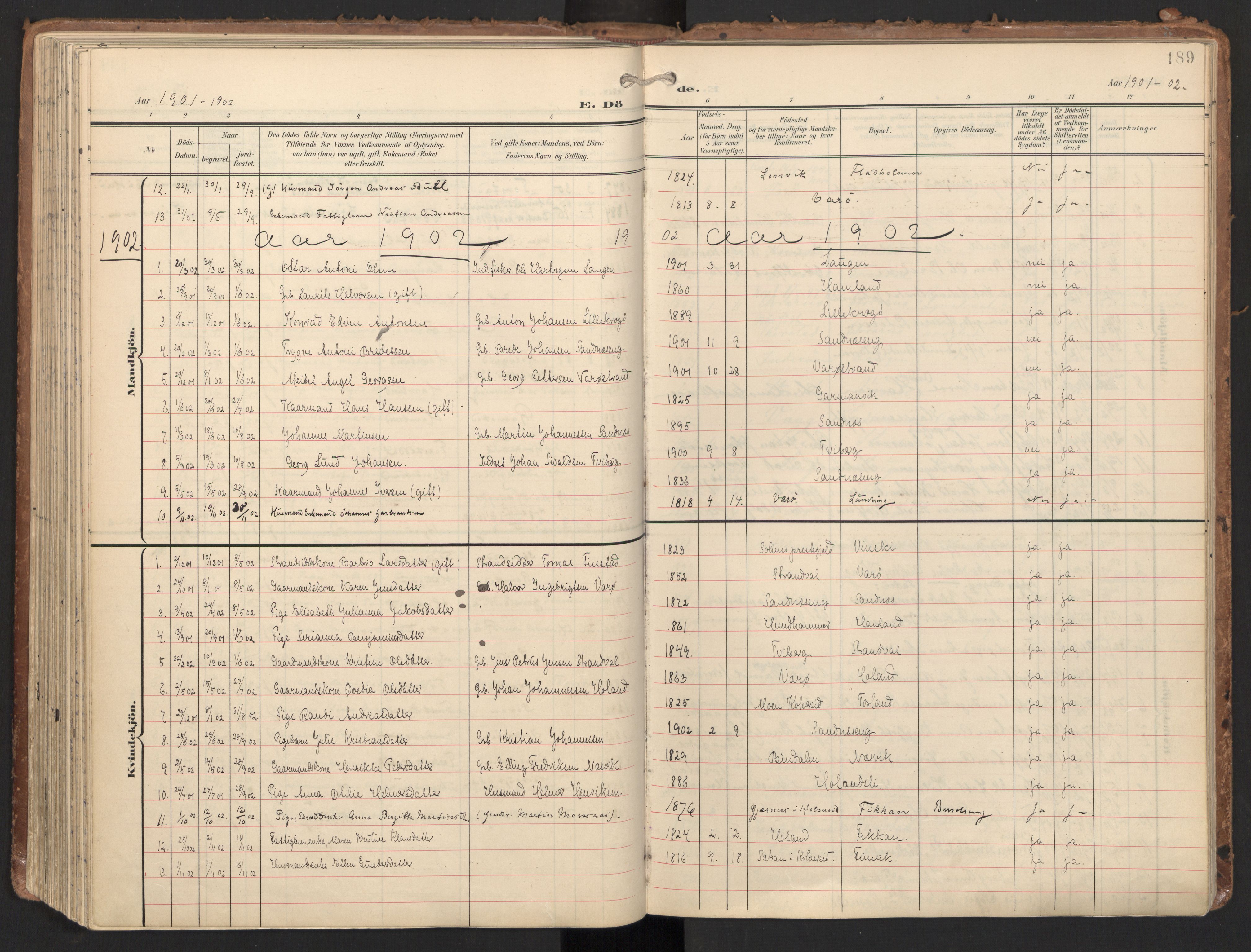 Ministerialprotokoller, klokkerbøker og fødselsregistre - Nord-Trøndelag, SAT/A-1458/784/L0677: Parish register (official) no. 784A12, 1900-1920, p. 189