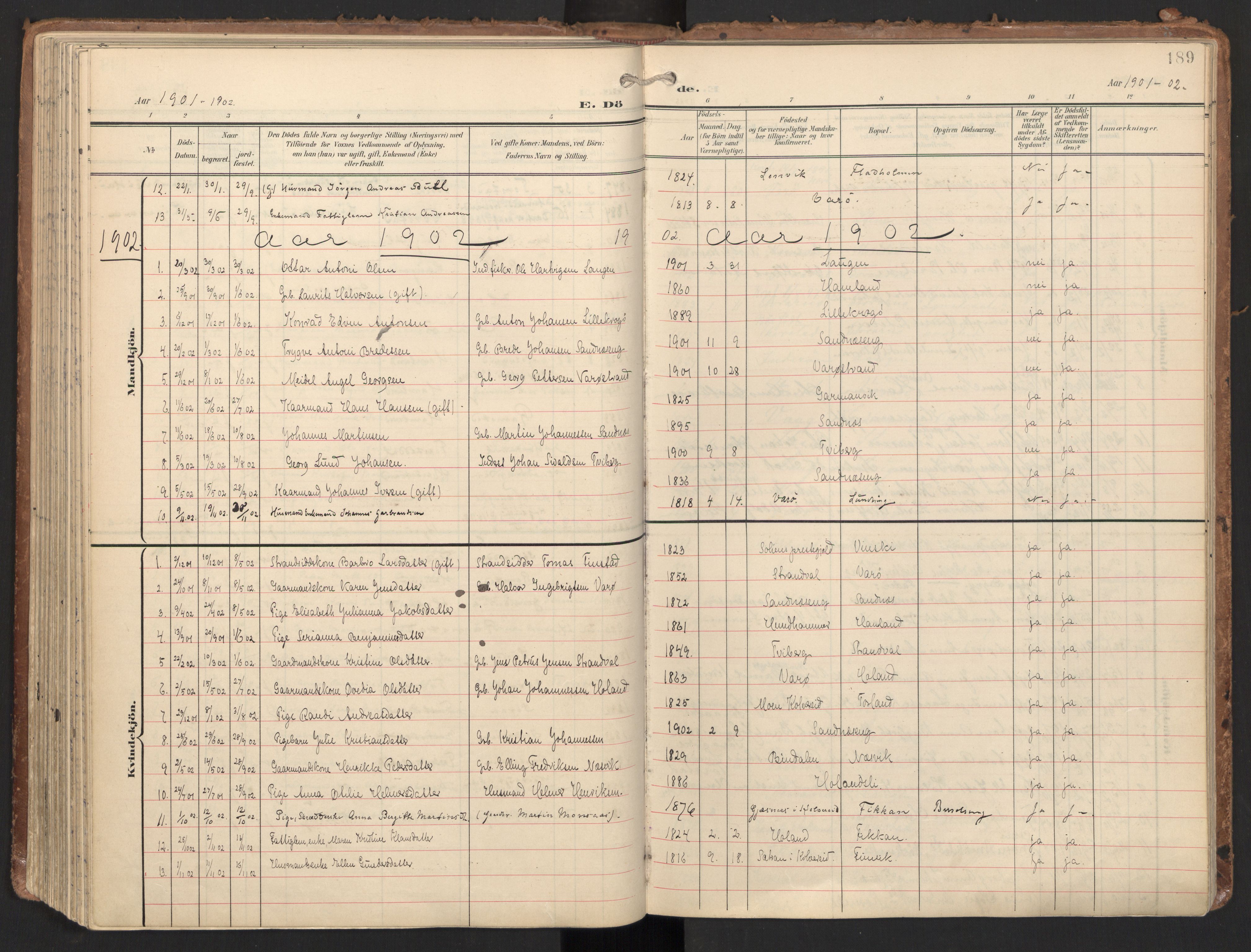 Ministerialprotokoller, klokkerbøker og fødselsregistre - Nord-Trøndelag, AV/SAT-A-1458/784/L0677: Parish register (official) no. 784A12, 1900-1920, p. 189