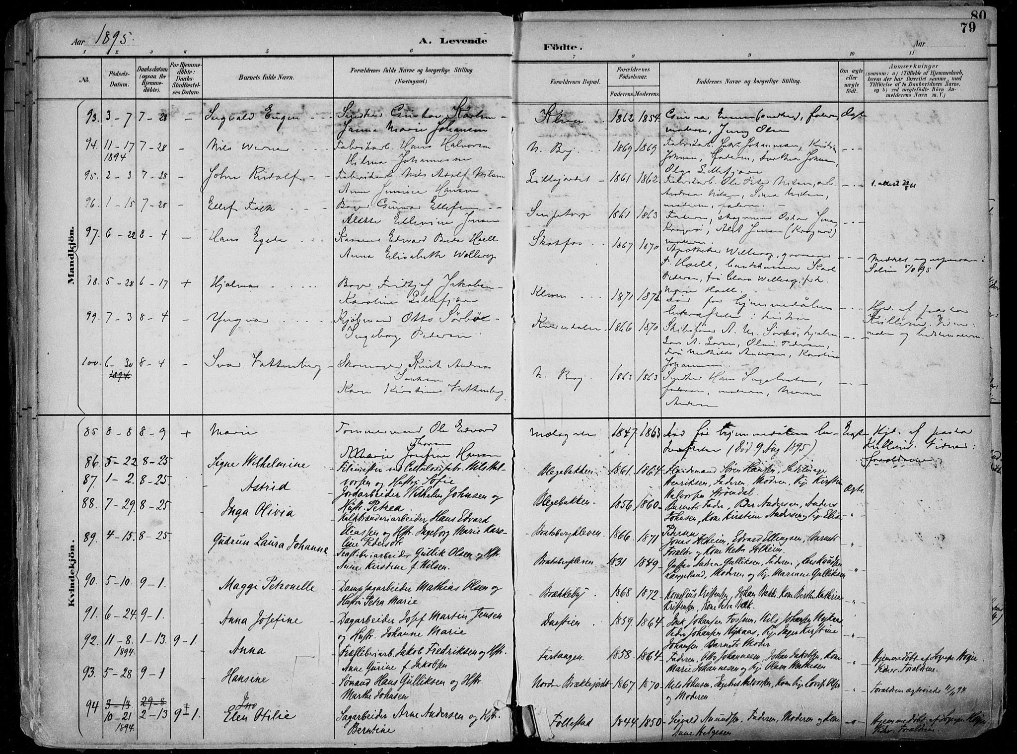 Skien kirkebøker, SAKO/A-302/F/Fa/L0010: Parish register (official) no. 10, 1891-1899, p. 79