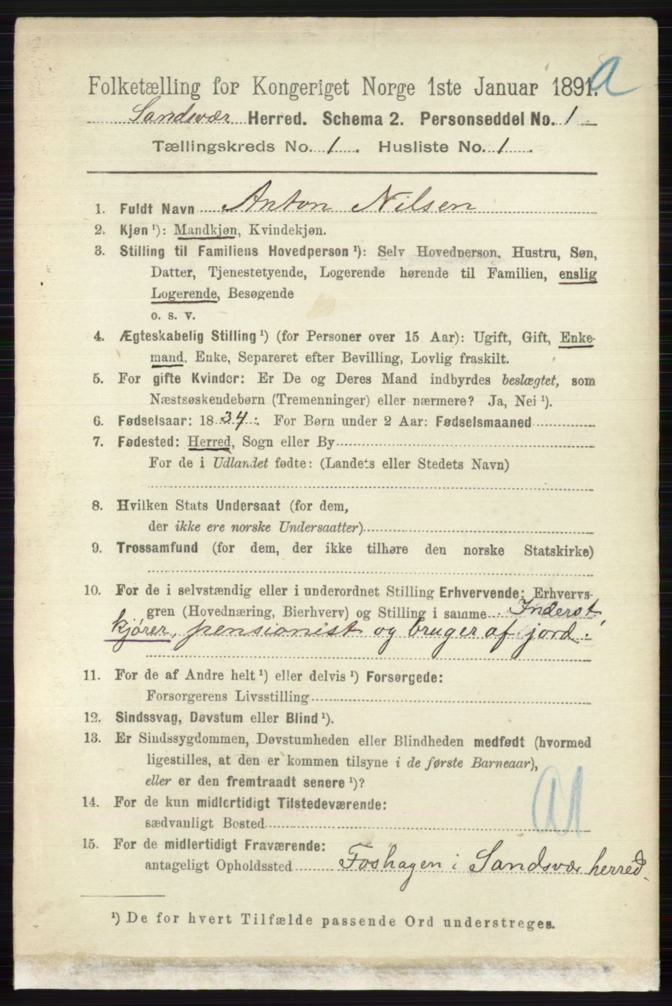 RA, 1891 census for 0629 Sandsvær, 1891, p. 117