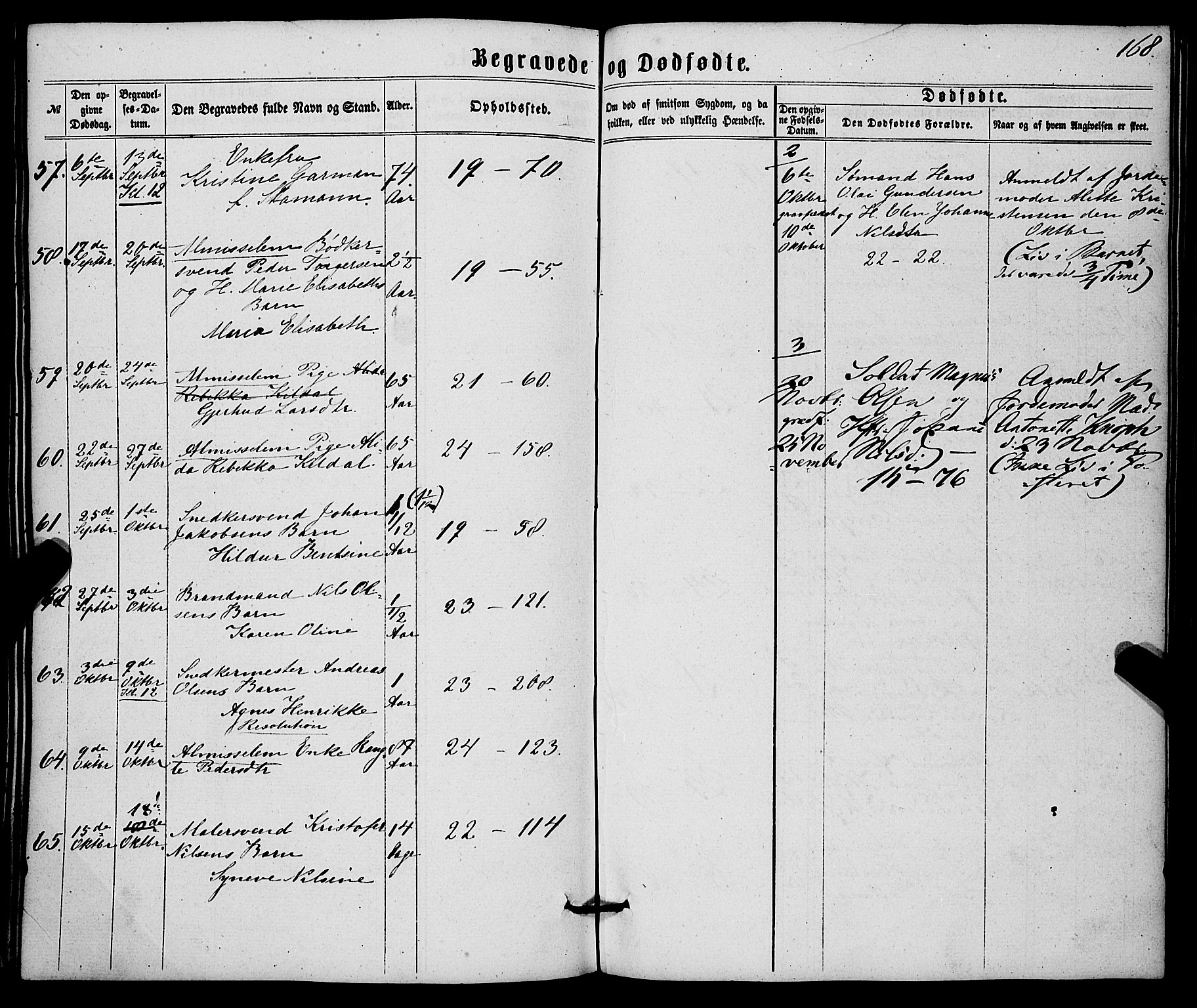 Korskirken sokneprestembete, AV/SAB-A-76101/H/Haa/L0045: Parish register (official) no. E 3, 1863-1875, p. 168