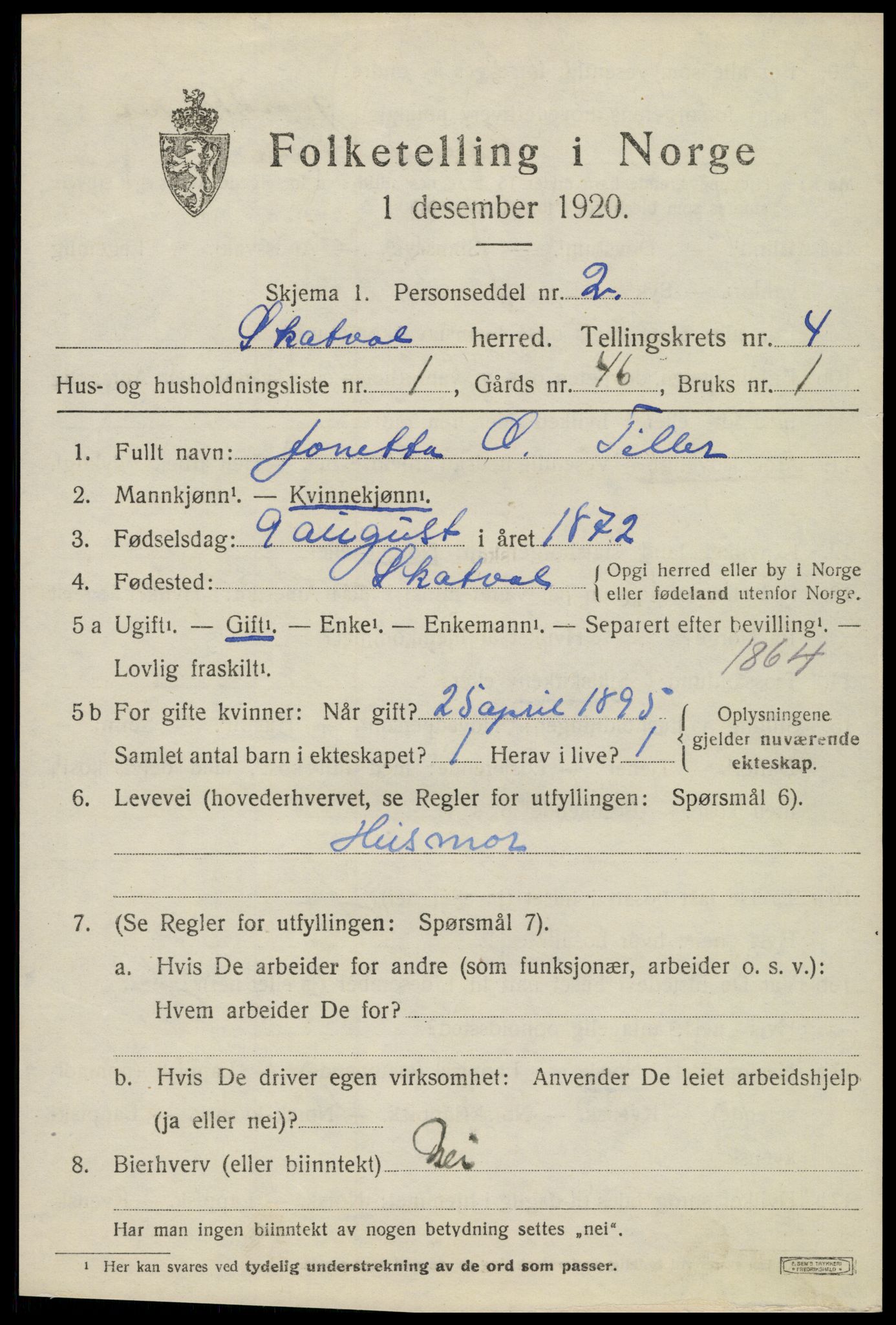 SAT, 1920 census for Skatval, 1920, p. 2455