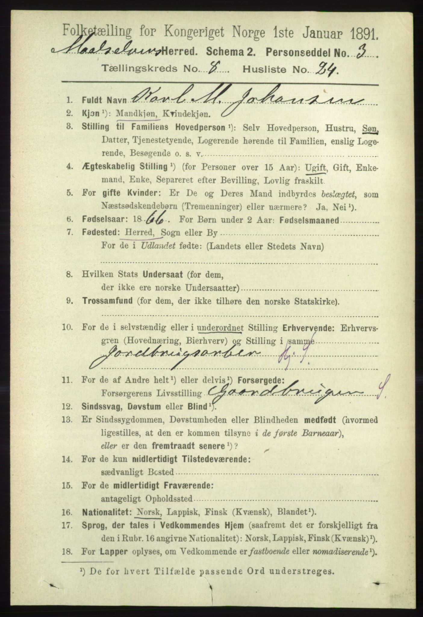 RA, 1891 census for 1924 Målselv, 1891, p. 2691