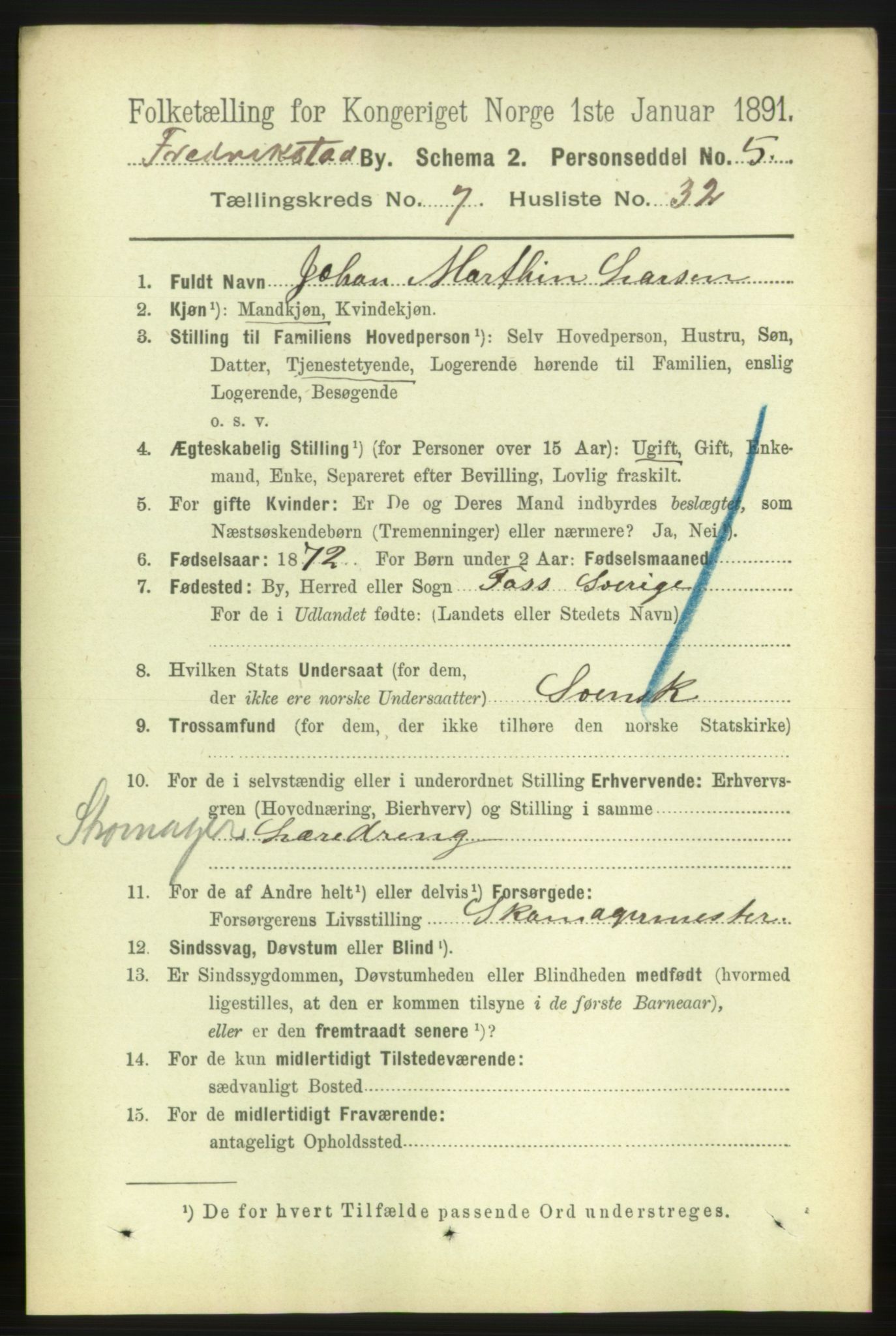 RA, 1891 census for 0103 Fredrikstad, 1891, p. 9026