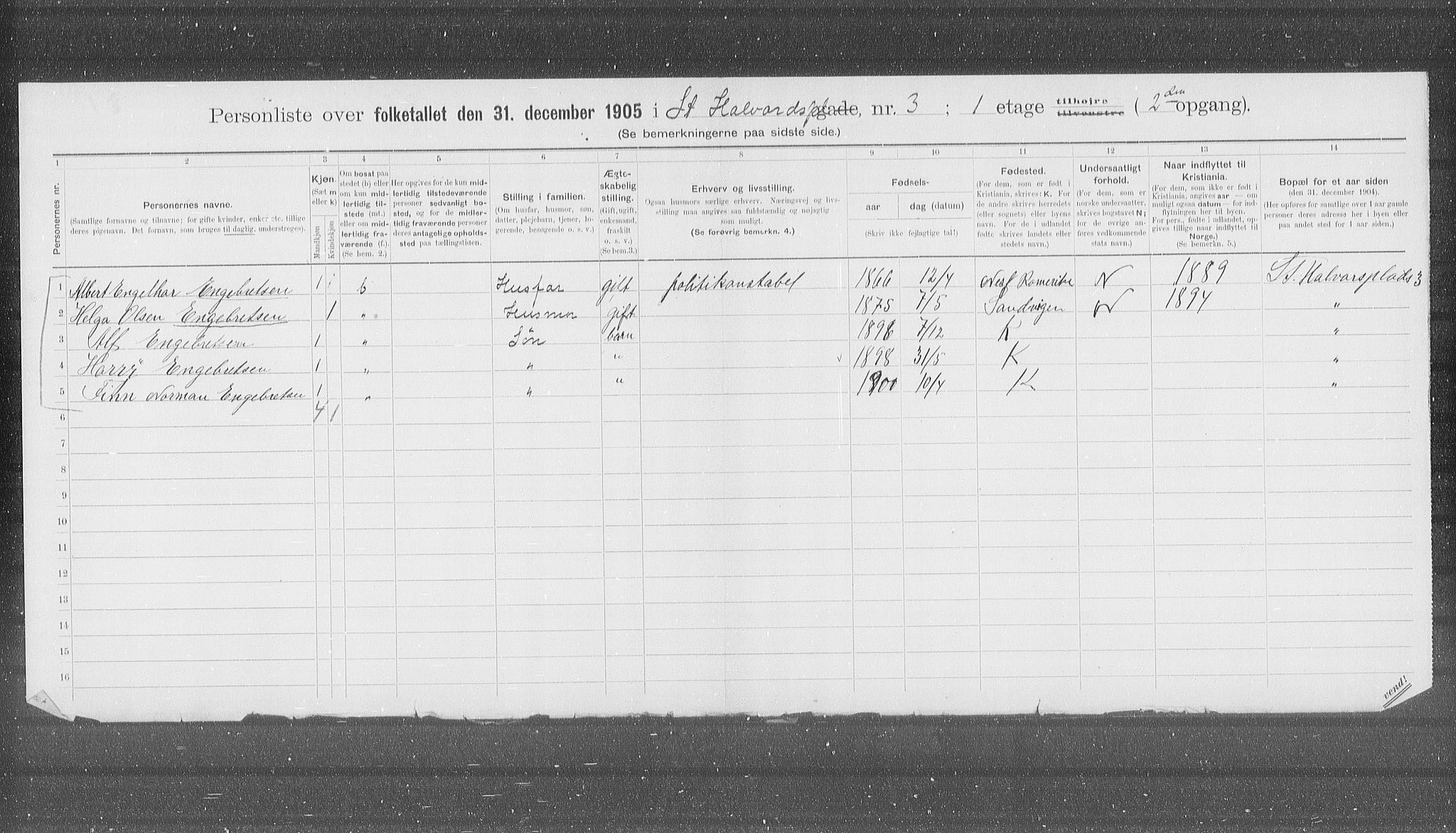 OBA, Municipal Census 1905 for Kristiania, 1905, p. 53214