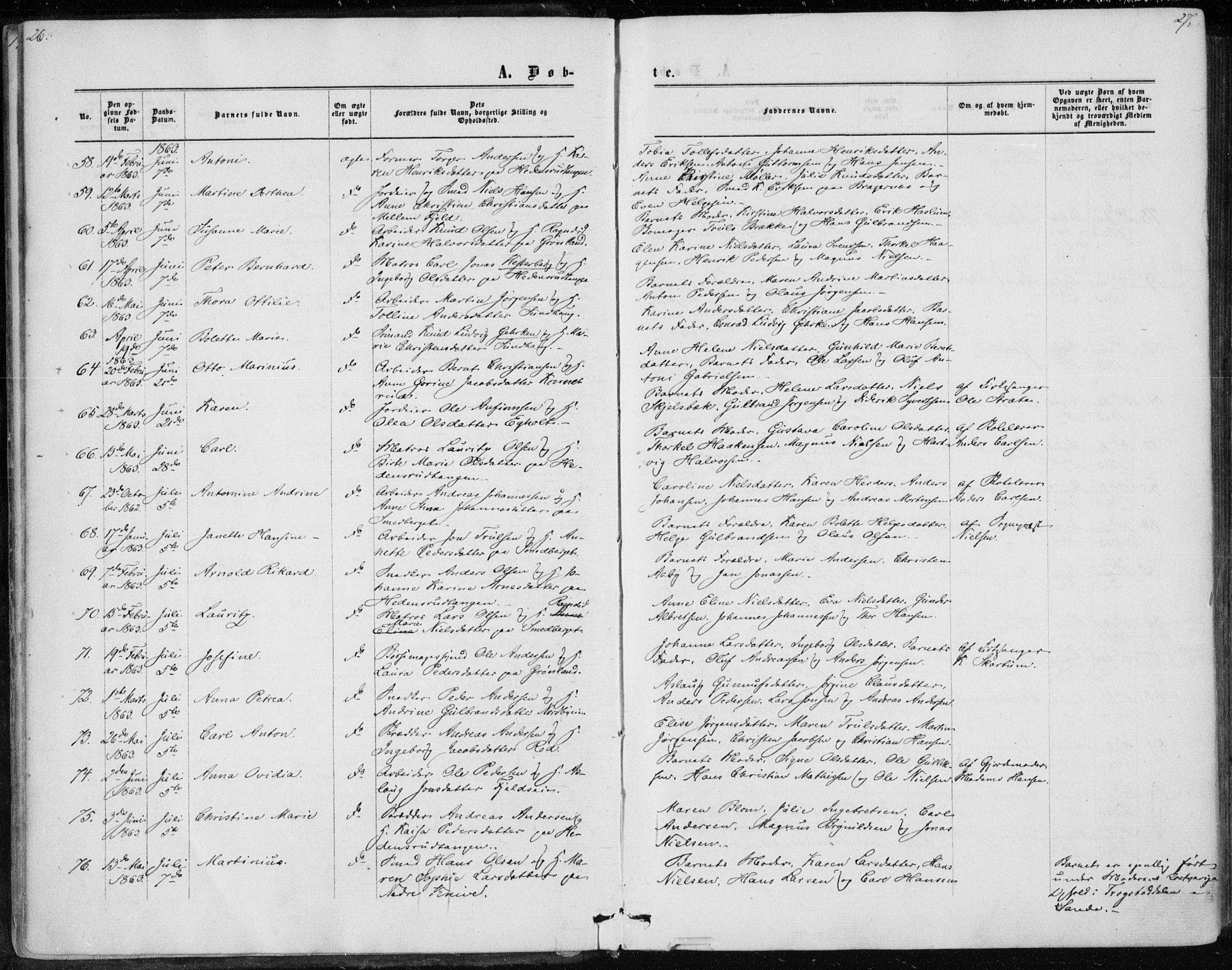 Skoger kirkebøker, AV/SAKO-A-59/F/Fa/L0004: Parish register (official) no. I 4, 1862-1872, p. 26-27