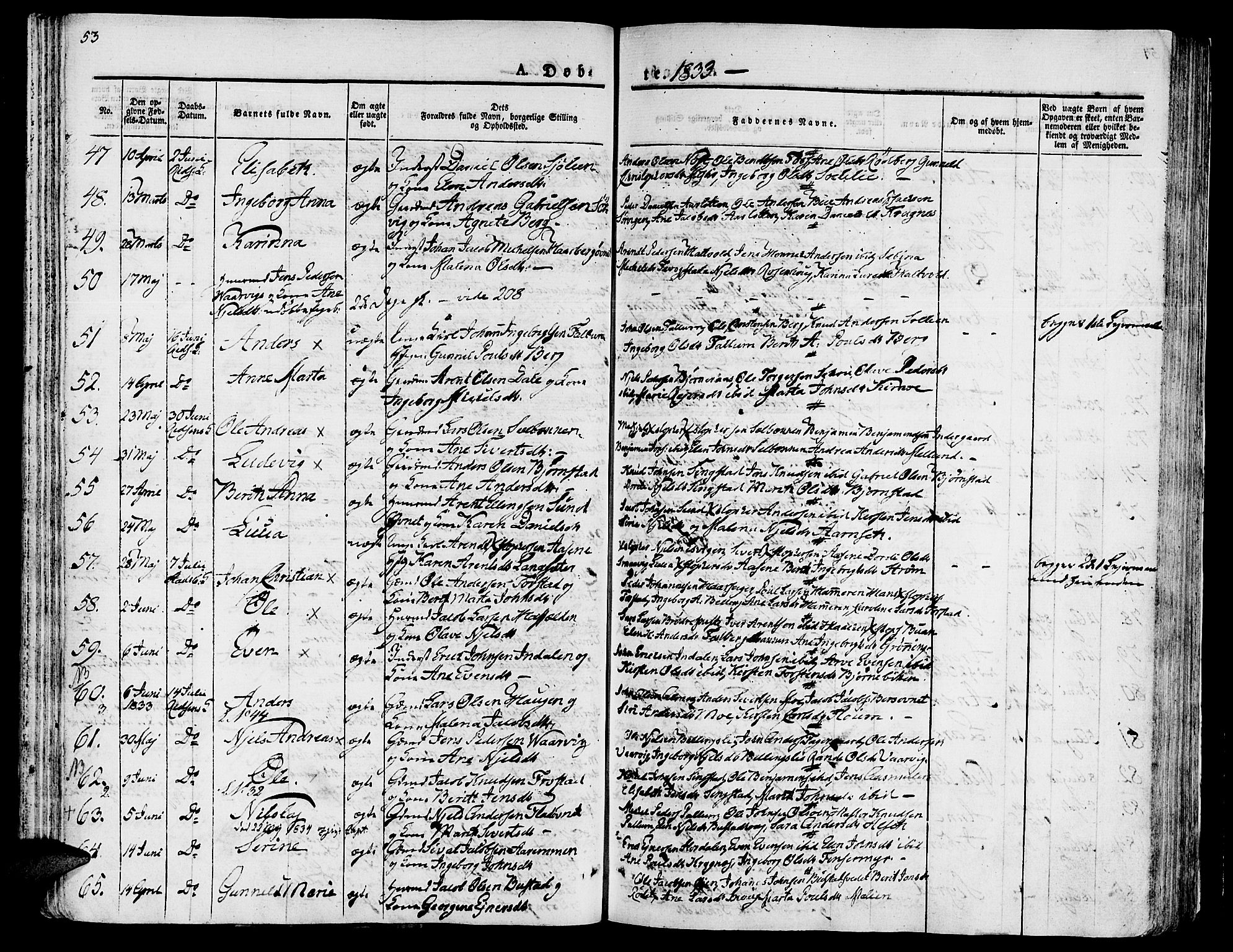 Ministerialprotokoller, klokkerbøker og fødselsregistre - Sør-Trøndelag, AV/SAT-A-1456/646/L0609: Parish register (official) no. 646A07, 1826-1838, p. 53