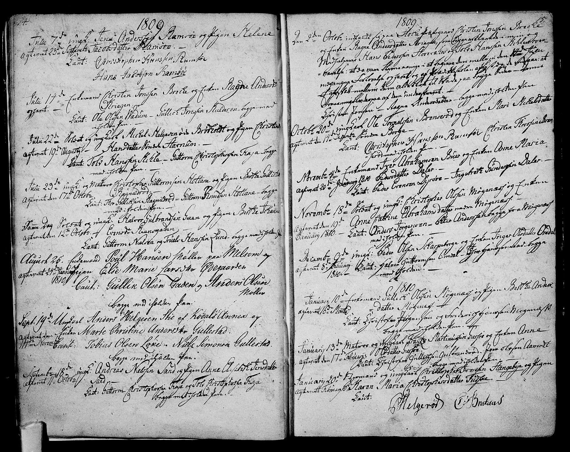 Stokke kirkebøker, AV/SAKO-A-320/F/Fa/L0004: Parish register (official) no. I 4, 1804-1815, p. 14-15
