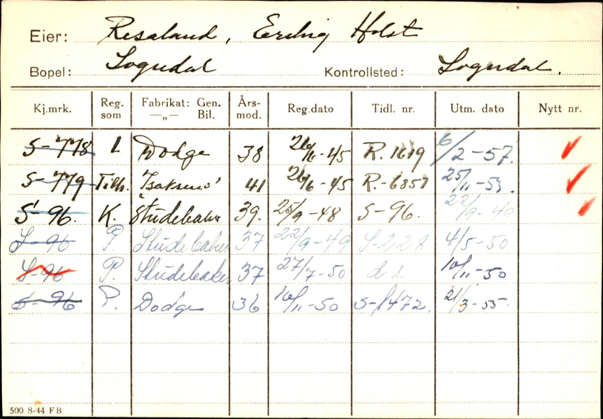 Statens vegvesen, Sogn og Fjordane vegkontor, SAB/A-5301/4/F/L0124: Eigarregister Sogndal A-U, 1945-1975, p. 2025