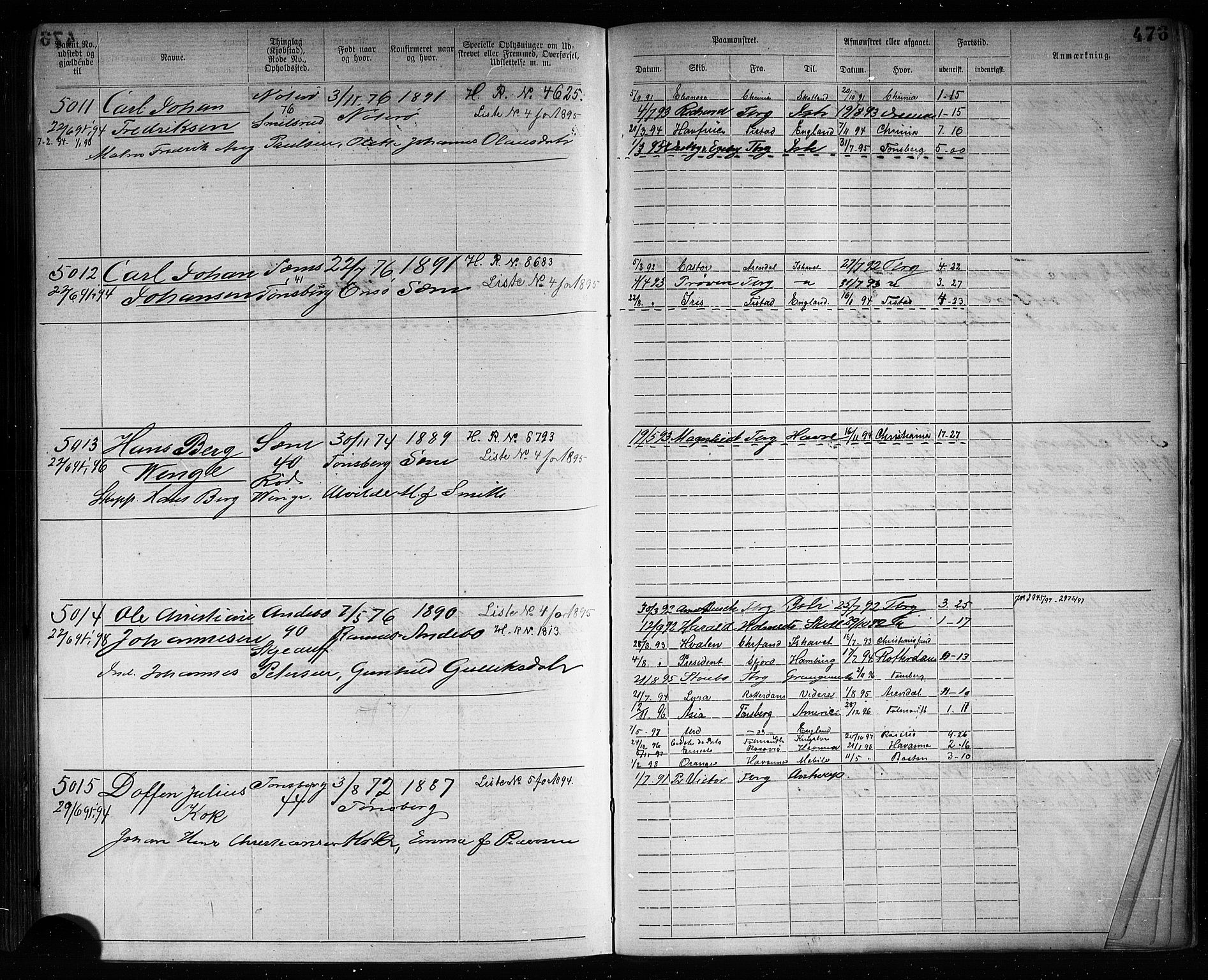 Tønsberg innrulleringskontor, SAKO/A-786/F/Fb/L0007: Annotasjonsrulle Patent nr. 2636-5150, 1881-1892, p. 478