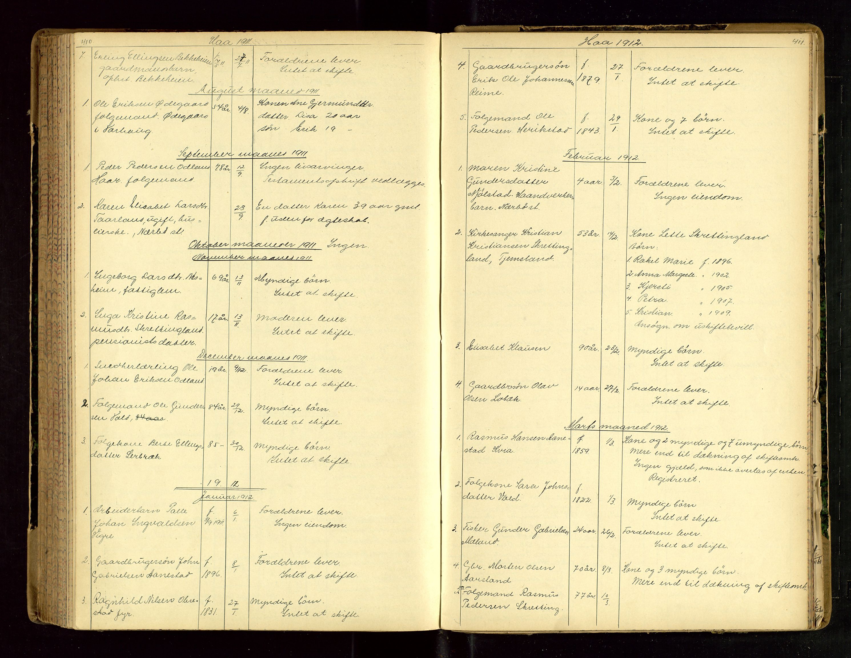 Jæren sorenskriveri, SAST/A-100310/01/5/52/52B/L0003: DØDSFALLPROTOKOLL, 1910-1916, p. 410-411