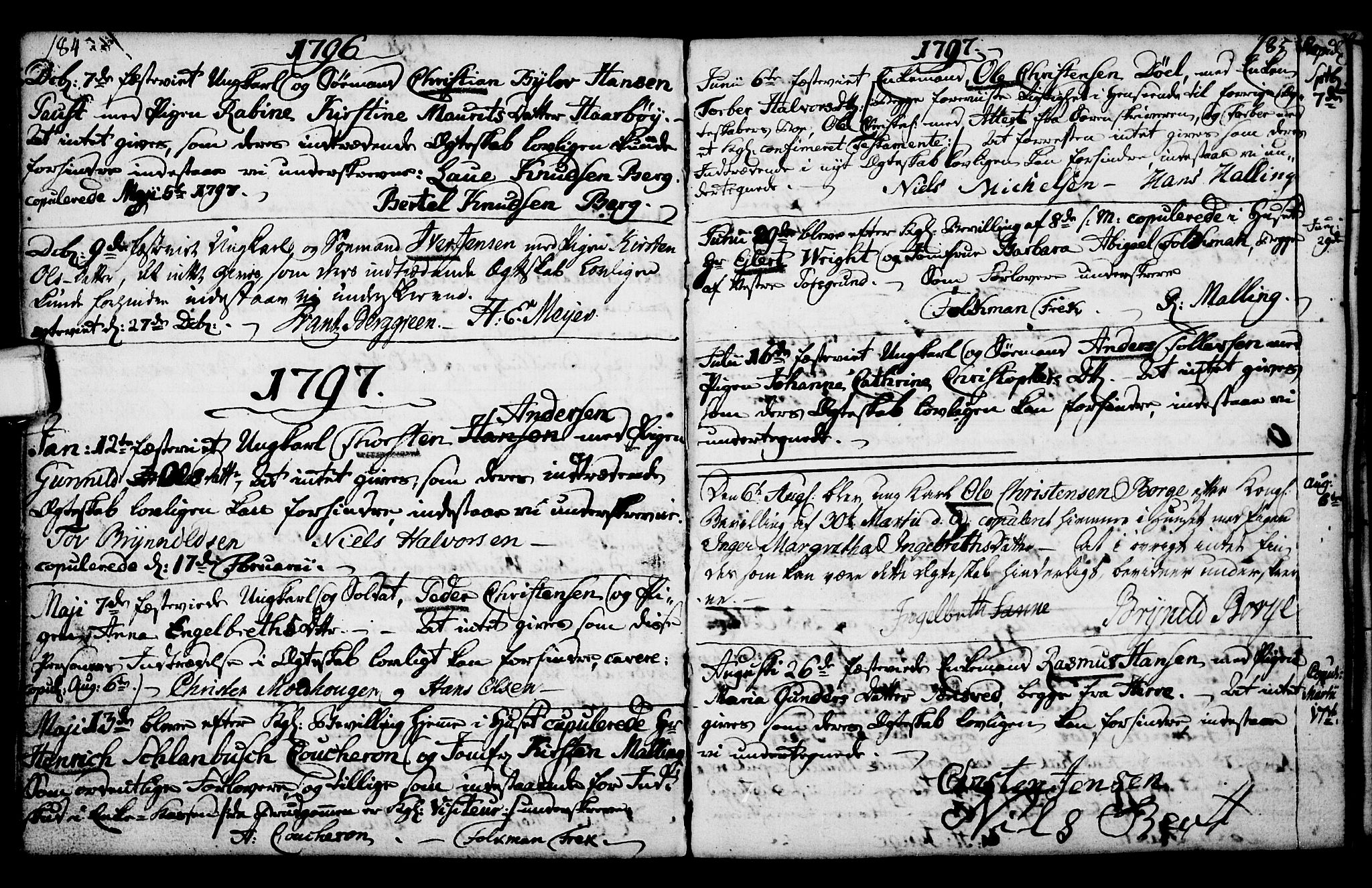 Porsgrunn kirkebøker , AV/SAKO-A-104/F/Fa/L0003: Parish register (official) no. 3, 1764-1814, p. 184-185