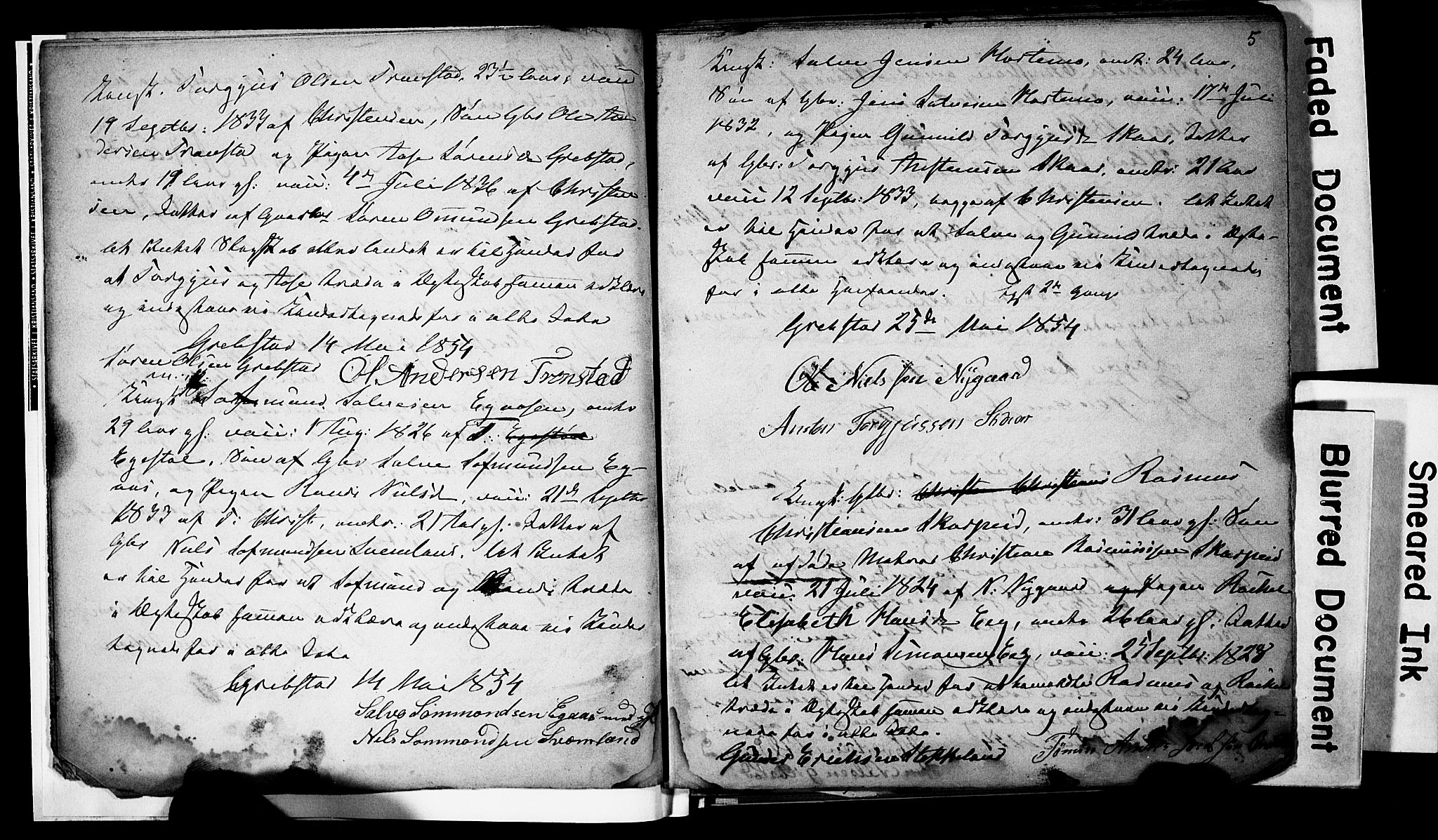 Søgne sokneprestkontor, SAK/1111-0037/F/Fe/L0001: Banns register no. A III 1, 1853-1870, p. 5